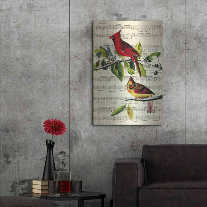 Luxe Metal Art 'The Cardinal Sings' by John James Audubon, Metal Wall Art,24x36