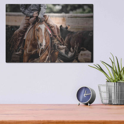 Luxe Metal Art 'Cutting Horse' by Lisa Dearing, Metal Wall Art,16x12