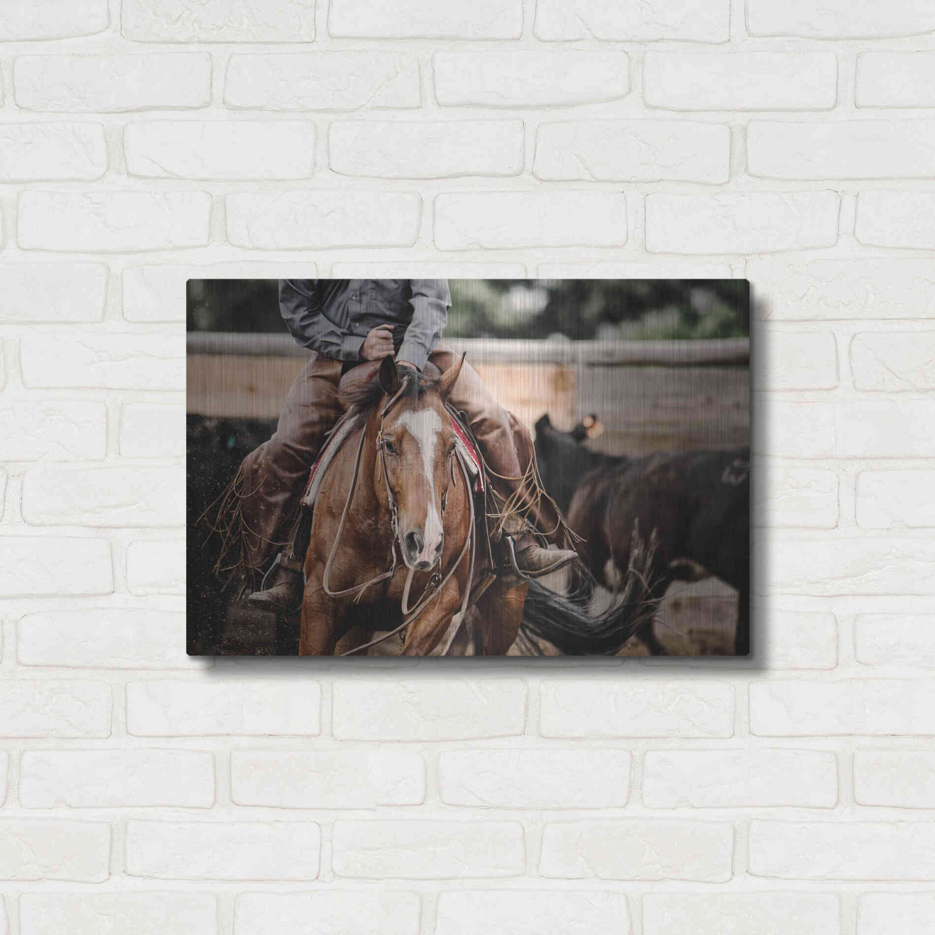 Luxe Metal Art 'Cutting Horse' by Lisa Dearing, Metal Wall Art,24x16