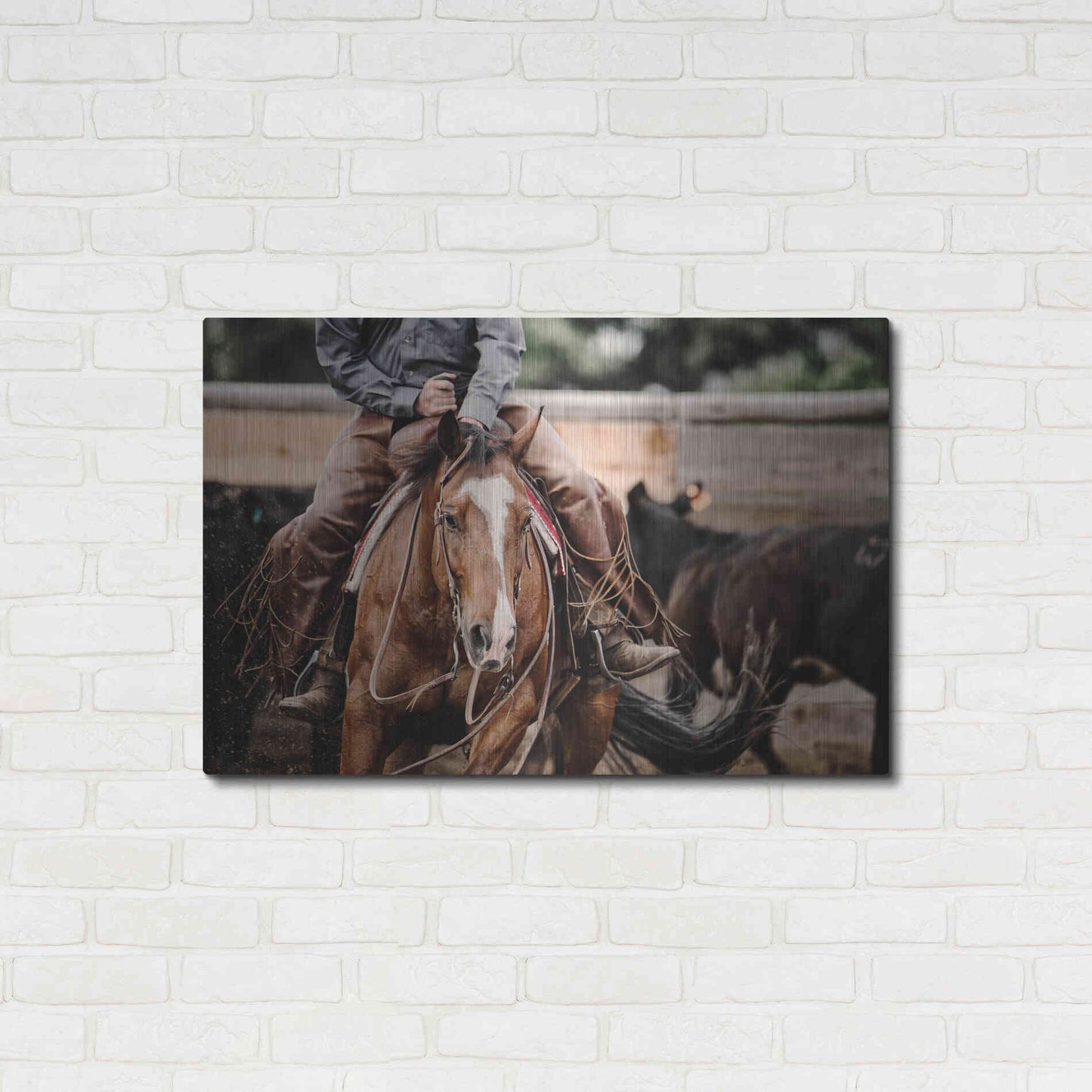 Luxe Metal Art 'Cutting Horse' by Lisa Dearing, Metal Wall Art,36x24