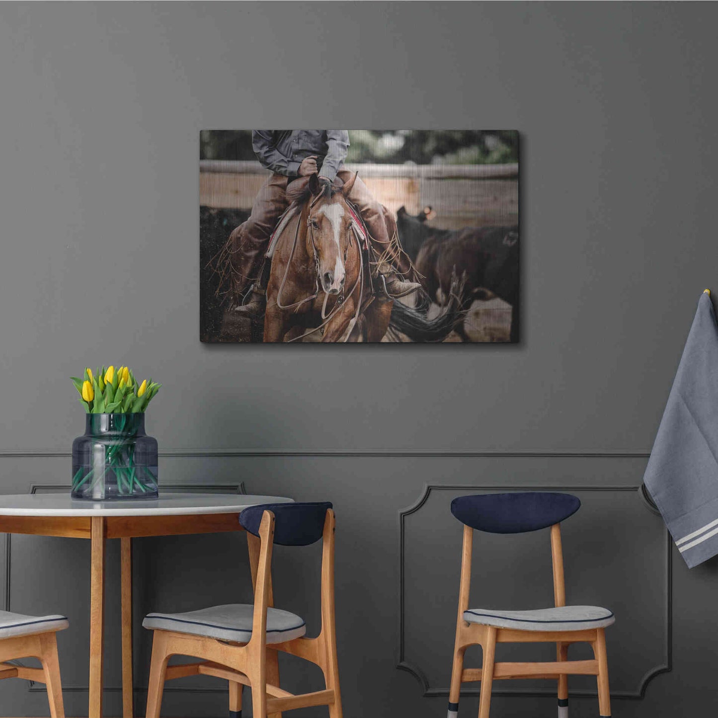 Luxe Metal Art 'Cutting Horse' by Lisa Dearing, Metal Wall Art,36x24