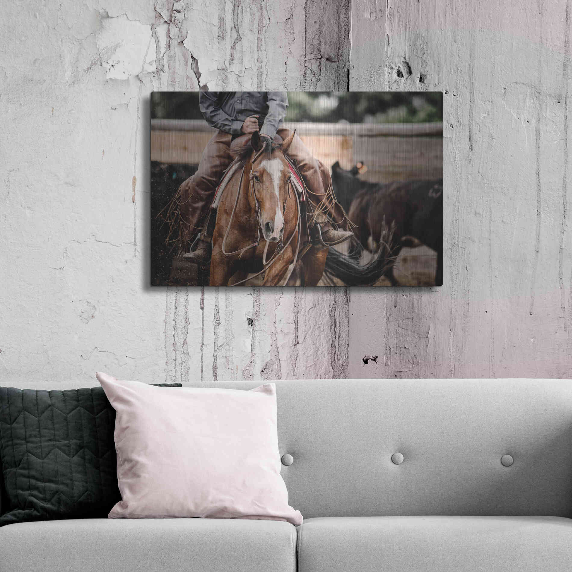 Luxe Metal Art 'Cutting Horse' by Lisa Dearing, Metal Wall Art,36x24