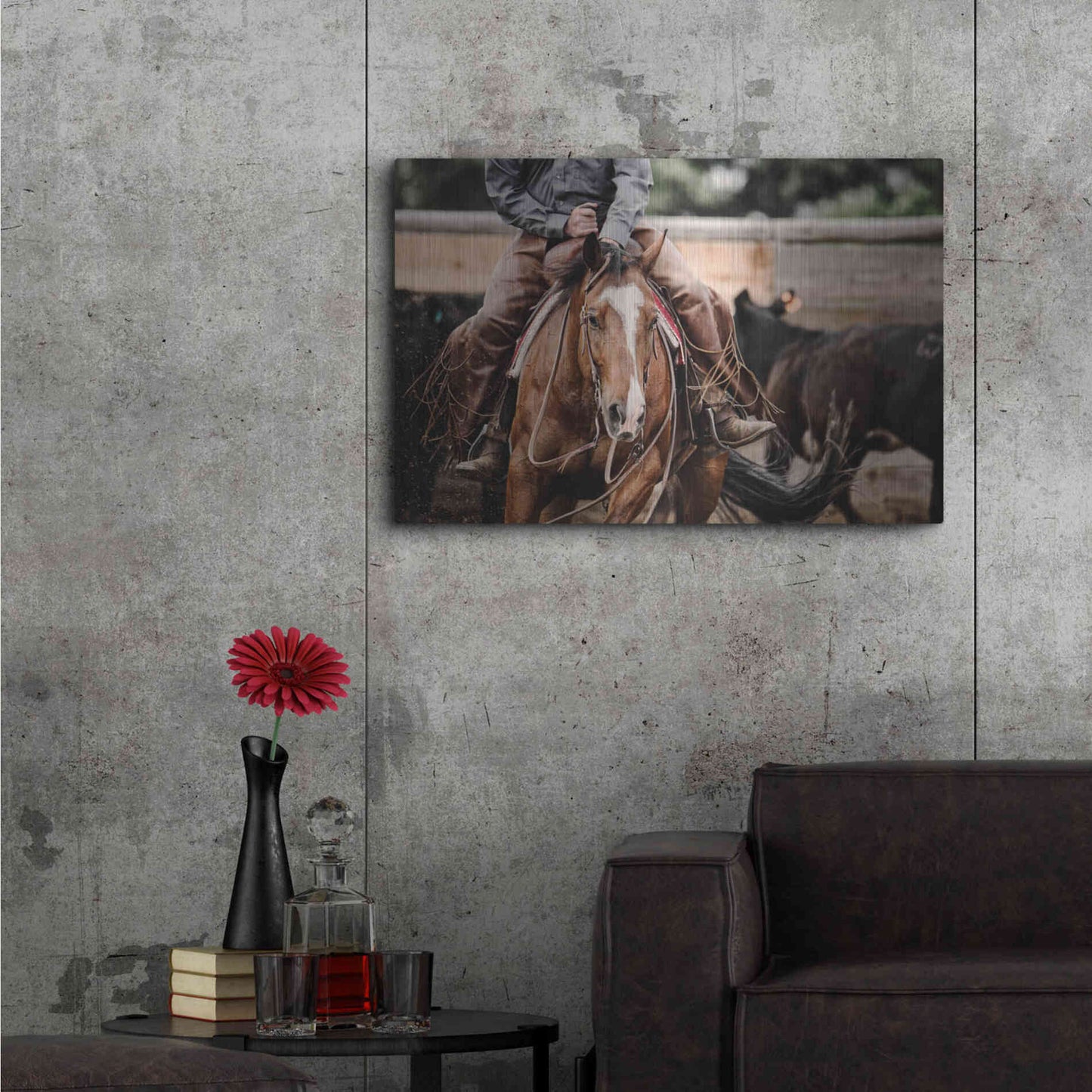 Luxe Metal Art 'Cutting Horse' by Lisa Dearing, Metal Wall Art,36x24