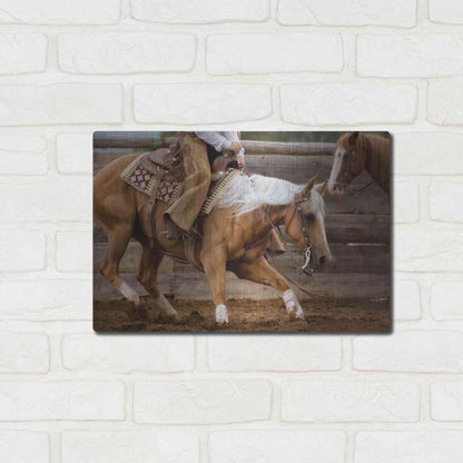 Luxe Metal Art 'Cutting Horses' by Lisa Dearing, Metal Wall Art,16x12