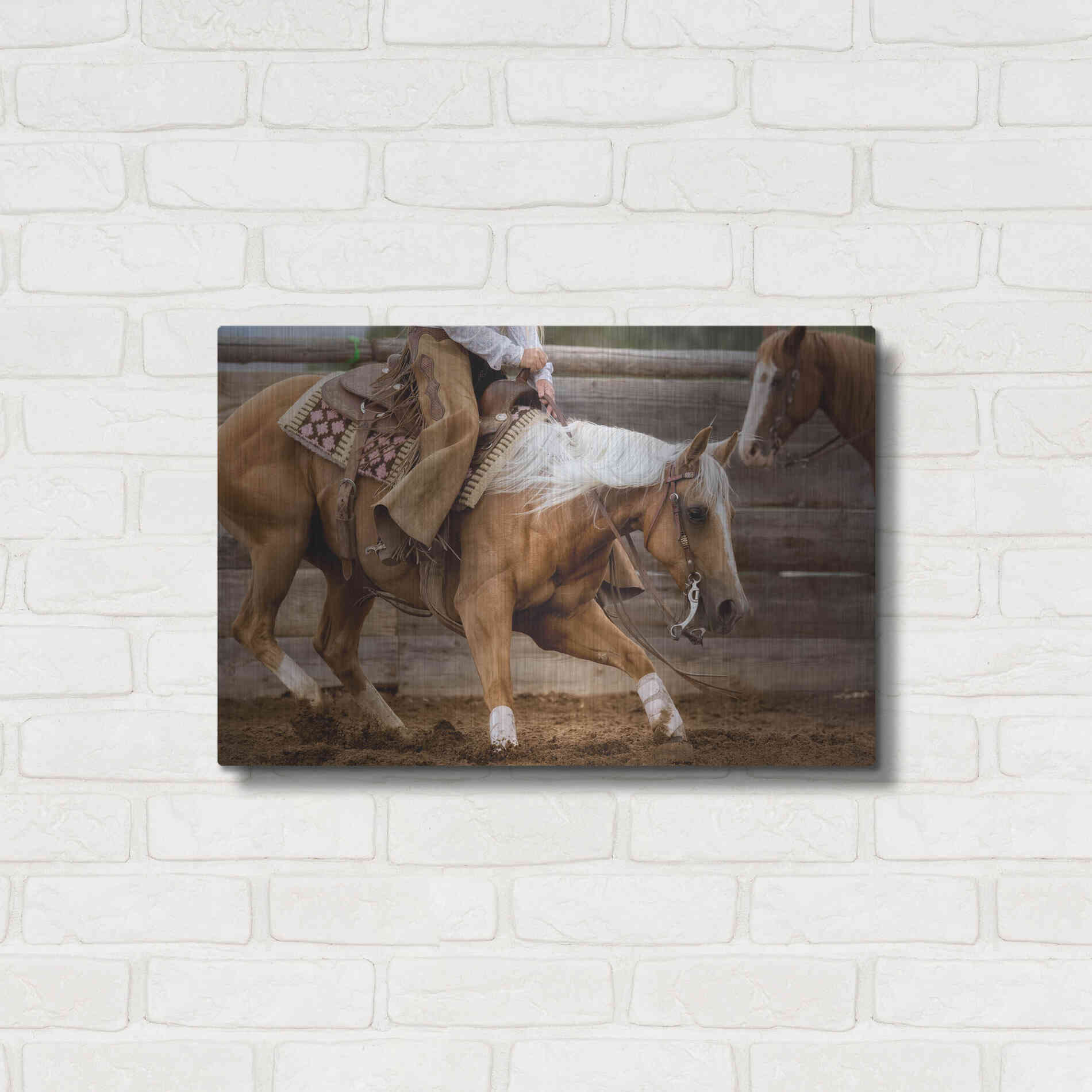 Luxe Metal Art 'Cutting Horses' by Lisa Dearing, Metal Wall Art,24x16