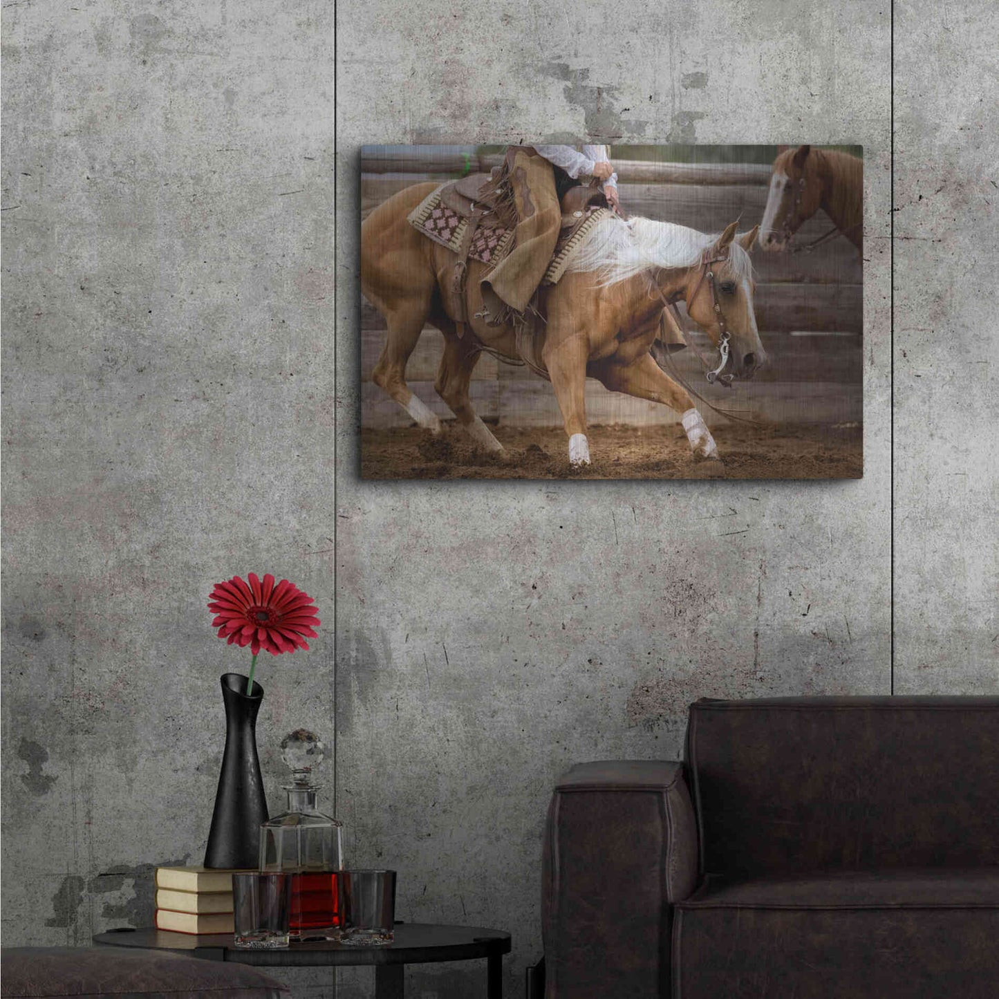 Luxe Metal Art 'Cutting Horses' by Lisa Dearing, Metal Wall Art,36x24