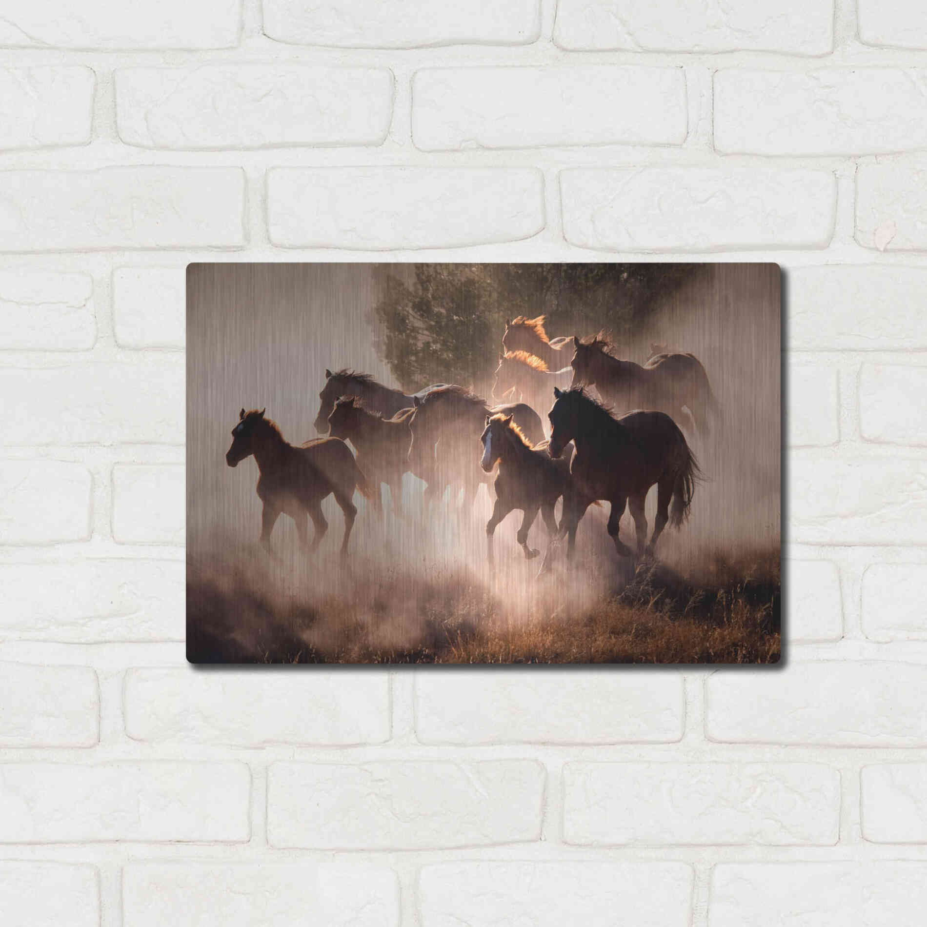 Luxe Metal Art 'Horses' by Lisa Dearing, Metal Wall Art,16x12