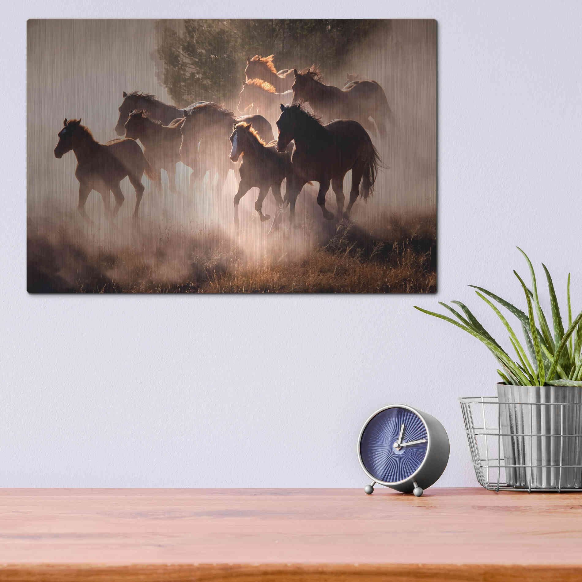 Luxe Metal Art 'Horses' by Lisa Dearing, Metal Wall Art,16x12