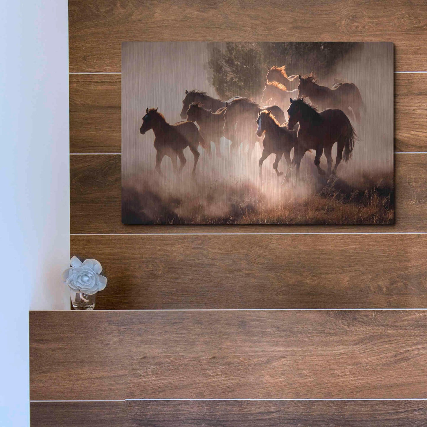 Luxe Metal Art 'Horses' by Lisa Dearing, Metal Wall Art,16x12
