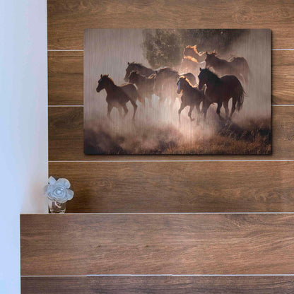 Luxe Metal Art 'Horses' by Lisa Dearing, Metal Wall Art,16x12