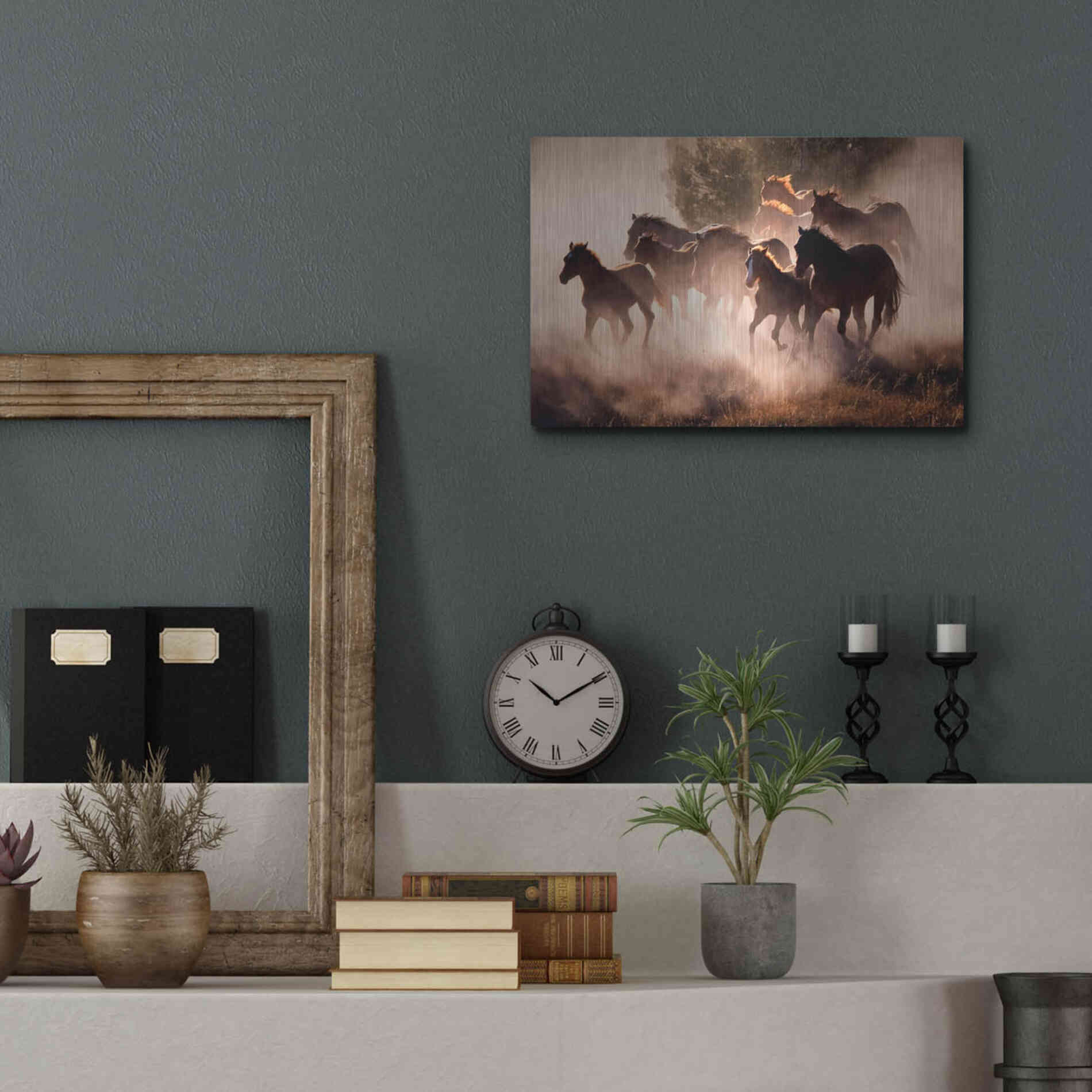 Luxe Metal Art 'Horses' by Lisa Dearing, Metal Wall Art,16x12