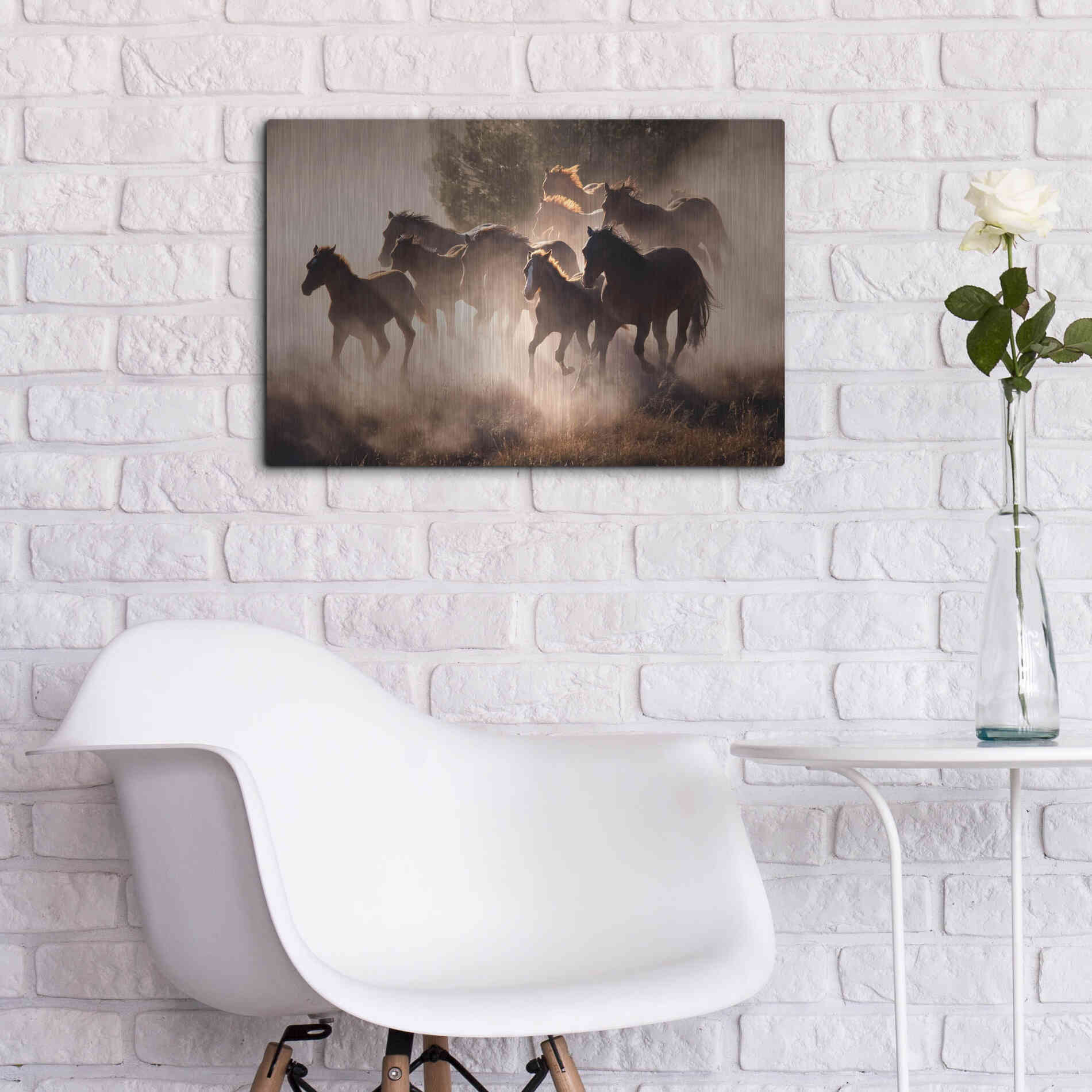 Luxe Metal Art 'Horses' by Lisa Dearing, Metal Wall Art,24x16