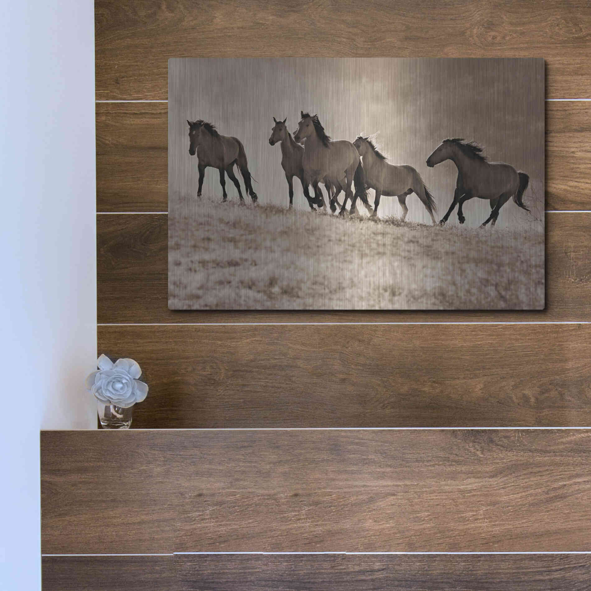 Luxe Metal Art 'Kicking Dust' by Lisa Dearing, Metal Wall Art,16x12