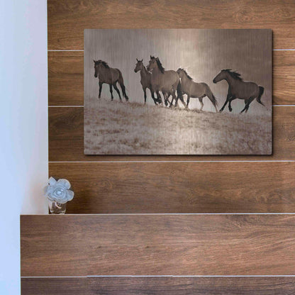 Luxe Metal Art 'Kicking Dust' by Lisa Dearing, Metal Wall Art,16x12
