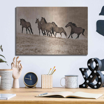Luxe Metal Art 'Kicking Dust' by Lisa Dearing, Metal Wall Art,16x12