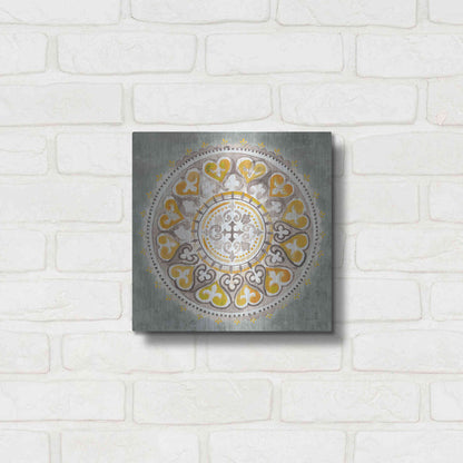 Luxe Metal Art 'Mandala Delight Yellow Grey III' by Danhui Nai, Metal Wall Art,12x12