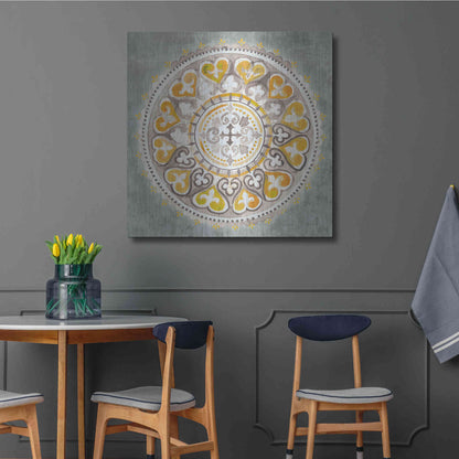 Luxe Metal Art 'Mandala Delight Yellow Grey III' by Danhui Nai, Metal Wall Art,36x36