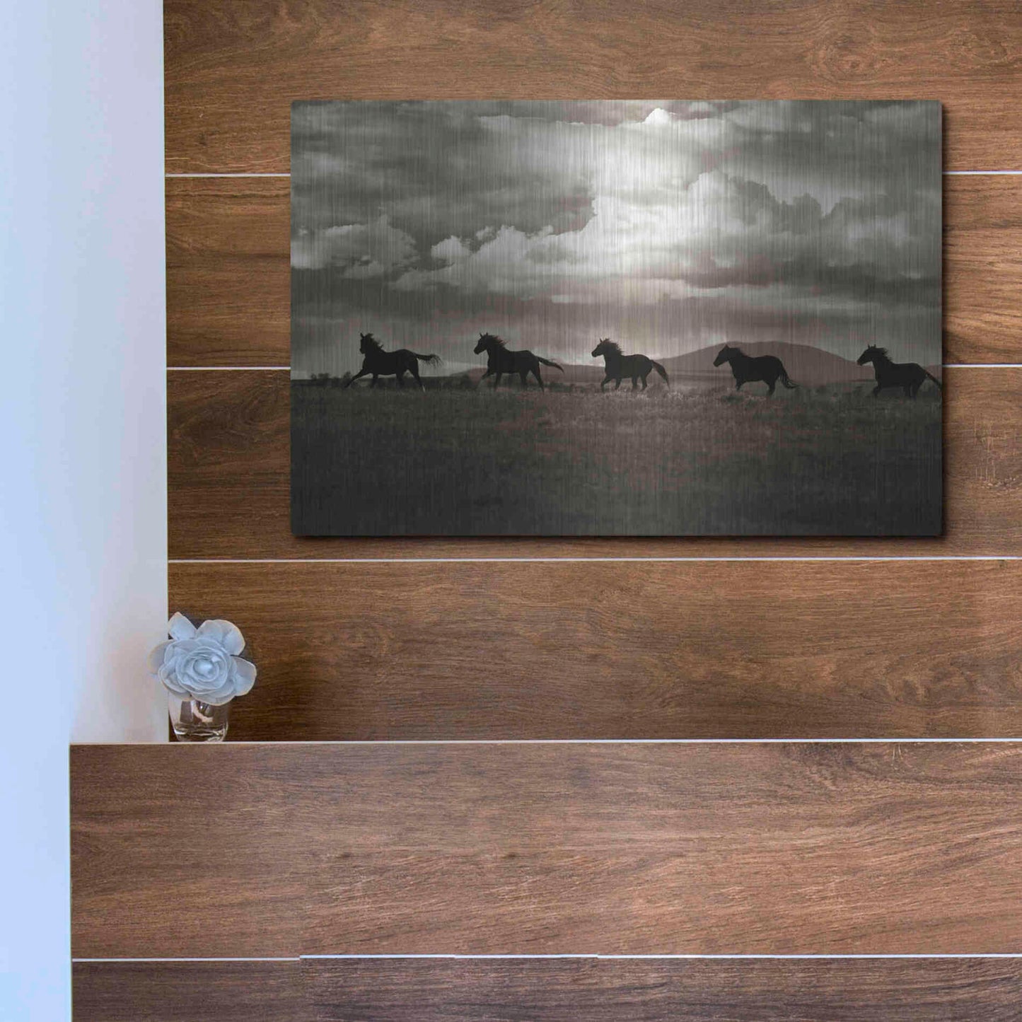 Luxe Metal Art 'Racing the Clouds' by Lisa Dearing, Metal Wall Art,16x12