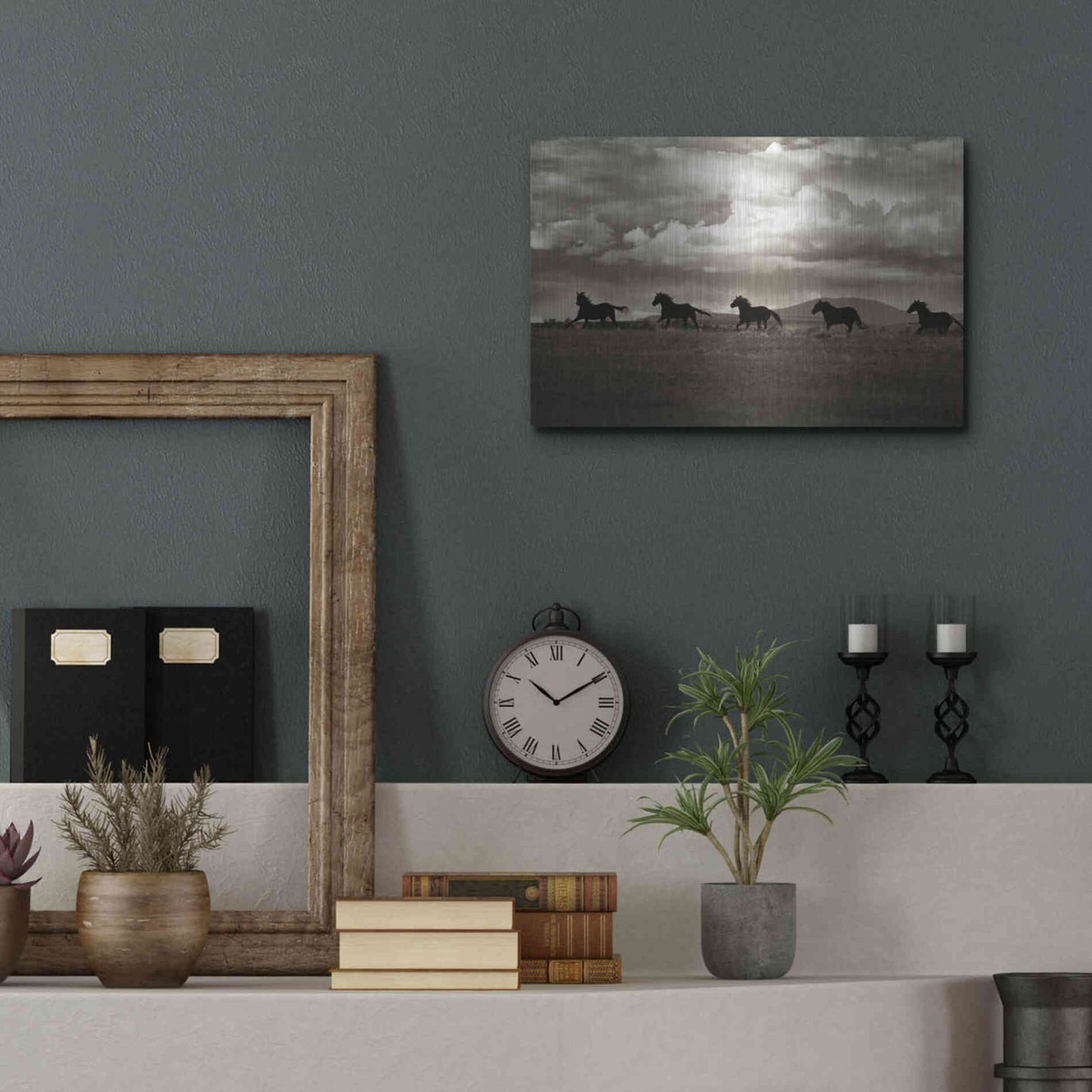 Luxe Metal Art 'Racing the Clouds' by Lisa Dearing, Metal Wall Art,16x12