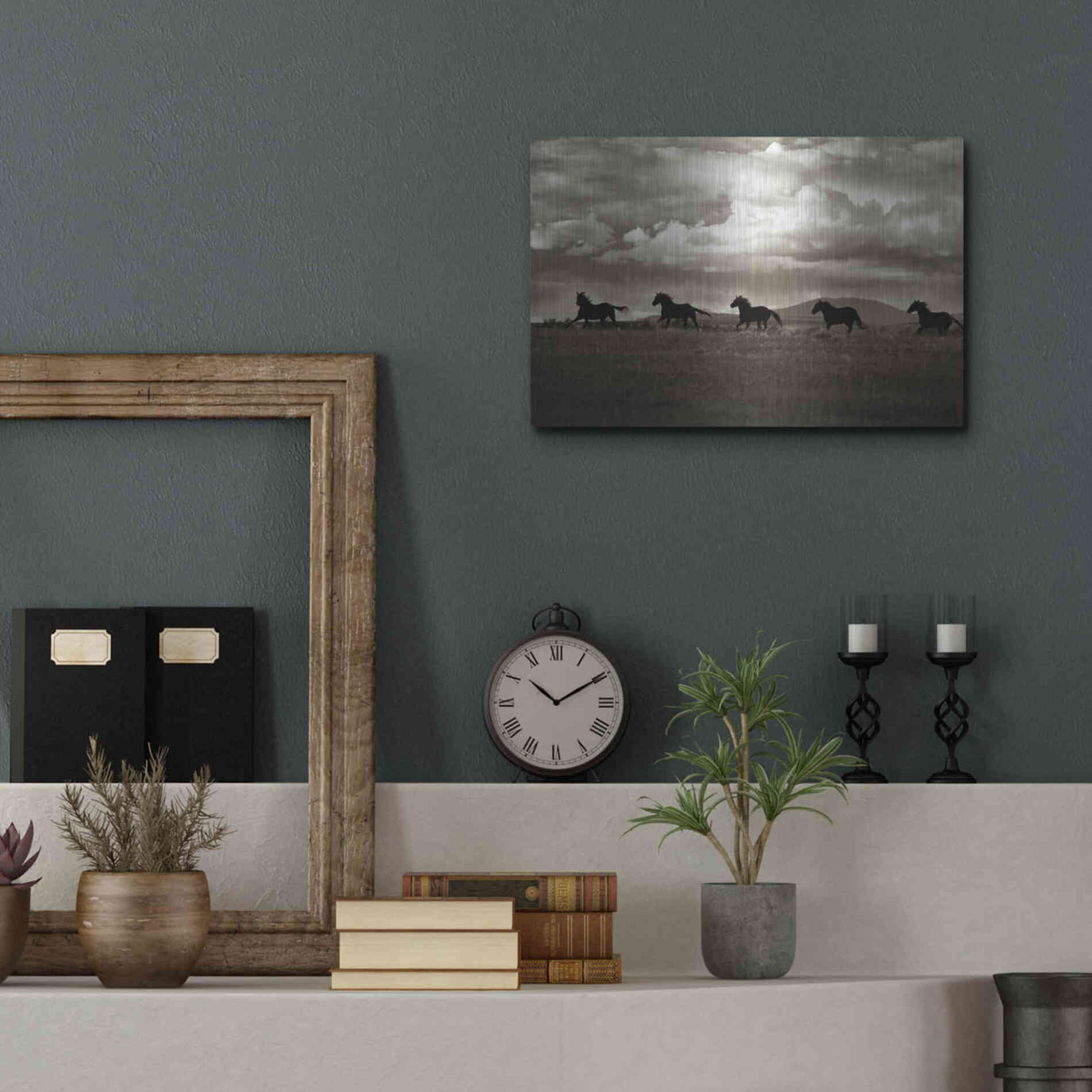 Luxe Metal Art 'Racing the Clouds' by Lisa Dearing, Metal Wall Art,16x12
