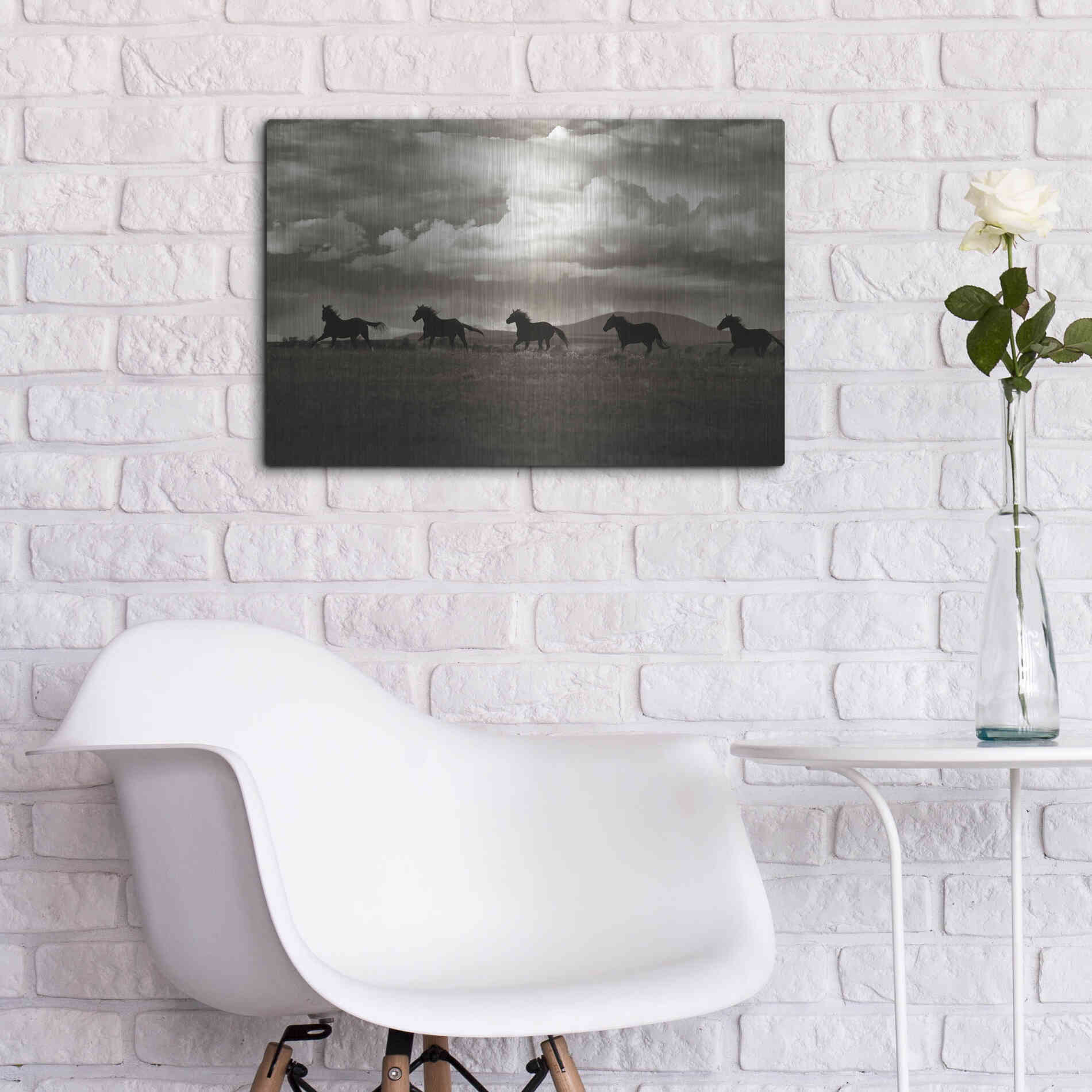 Luxe Metal Art 'Racing the Clouds' by Lisa Dearing, Metal Wall Art,24x16