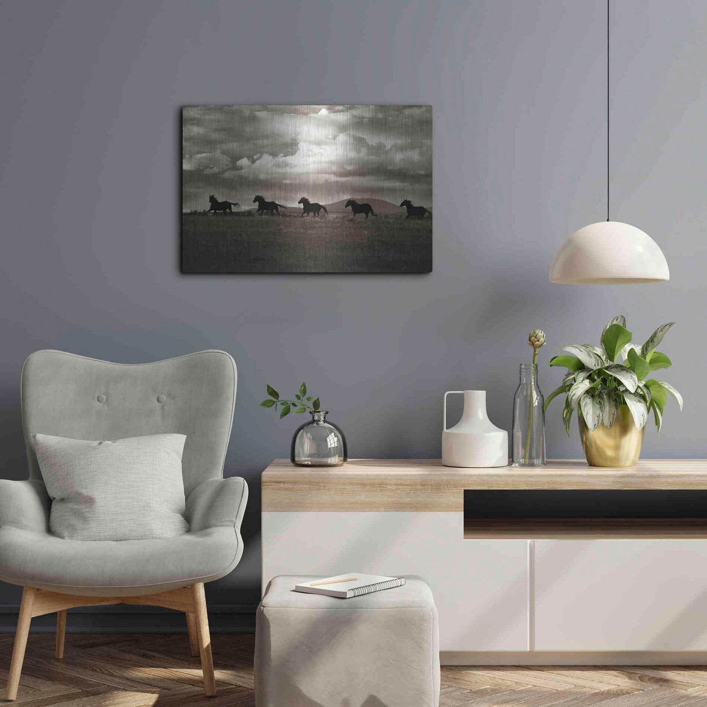 Luxe Metal Art 'Racing the Clouds' by Lisa Dearing, Metal Wall Art,24x16