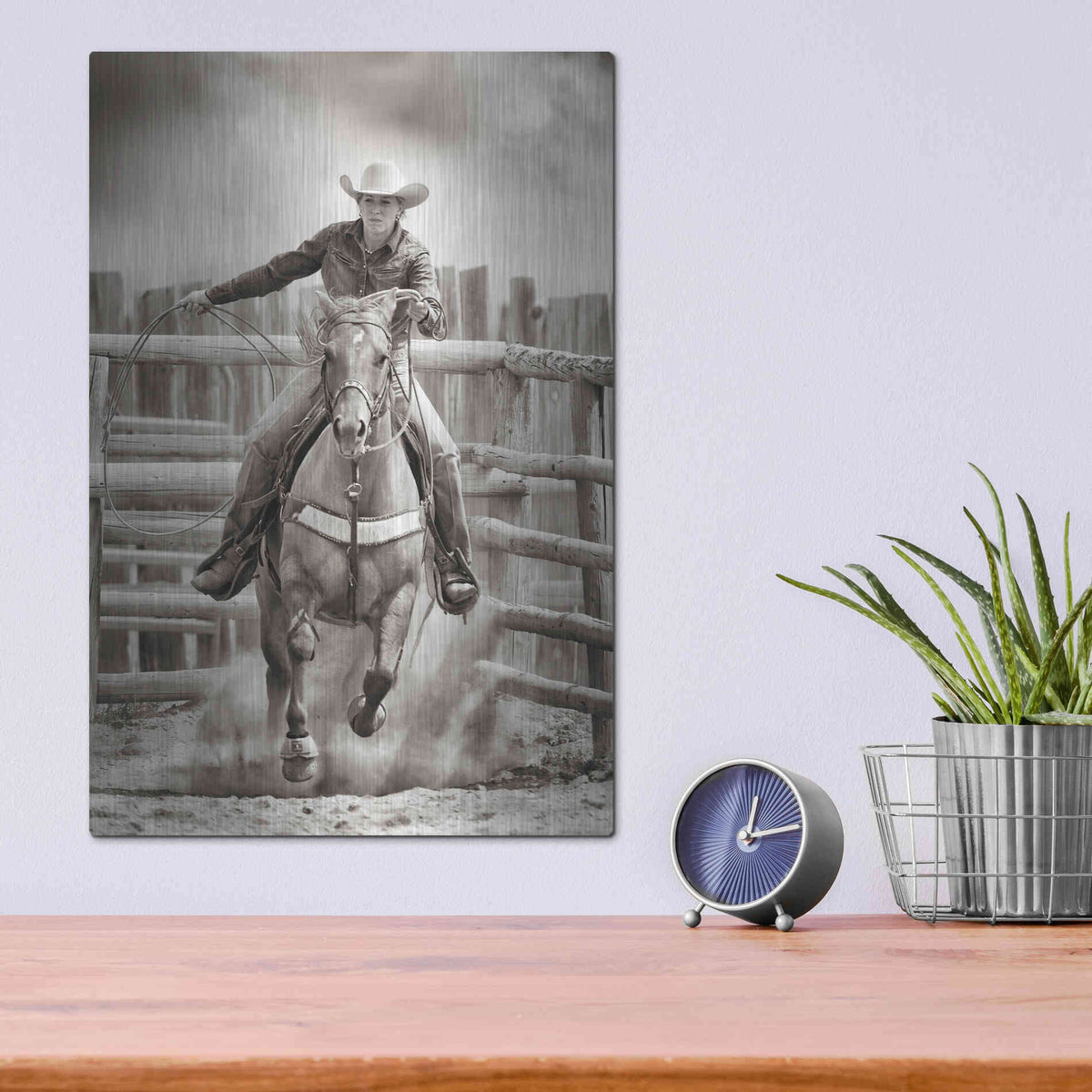 Luxe Metal Art 'Ride ‘Em Cowgirl' by Lisa Dearing, Metal Wall Art,12x16
