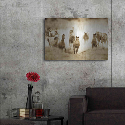 Luxe Metal Art 'San Cristobol Horses' by Lisa Dearing, Metal Wall Art,36x24