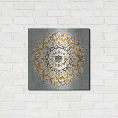 Luxe Metal Art 'Mandala Delight II Yellow Grey' by Danhui Nai, Metal Wall Art,24x24