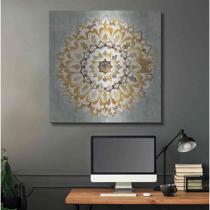 Luxe Metal Art 'Mandala Delight II Yellow Grey' by Danhui Nai, Metal Wall Art,36x36