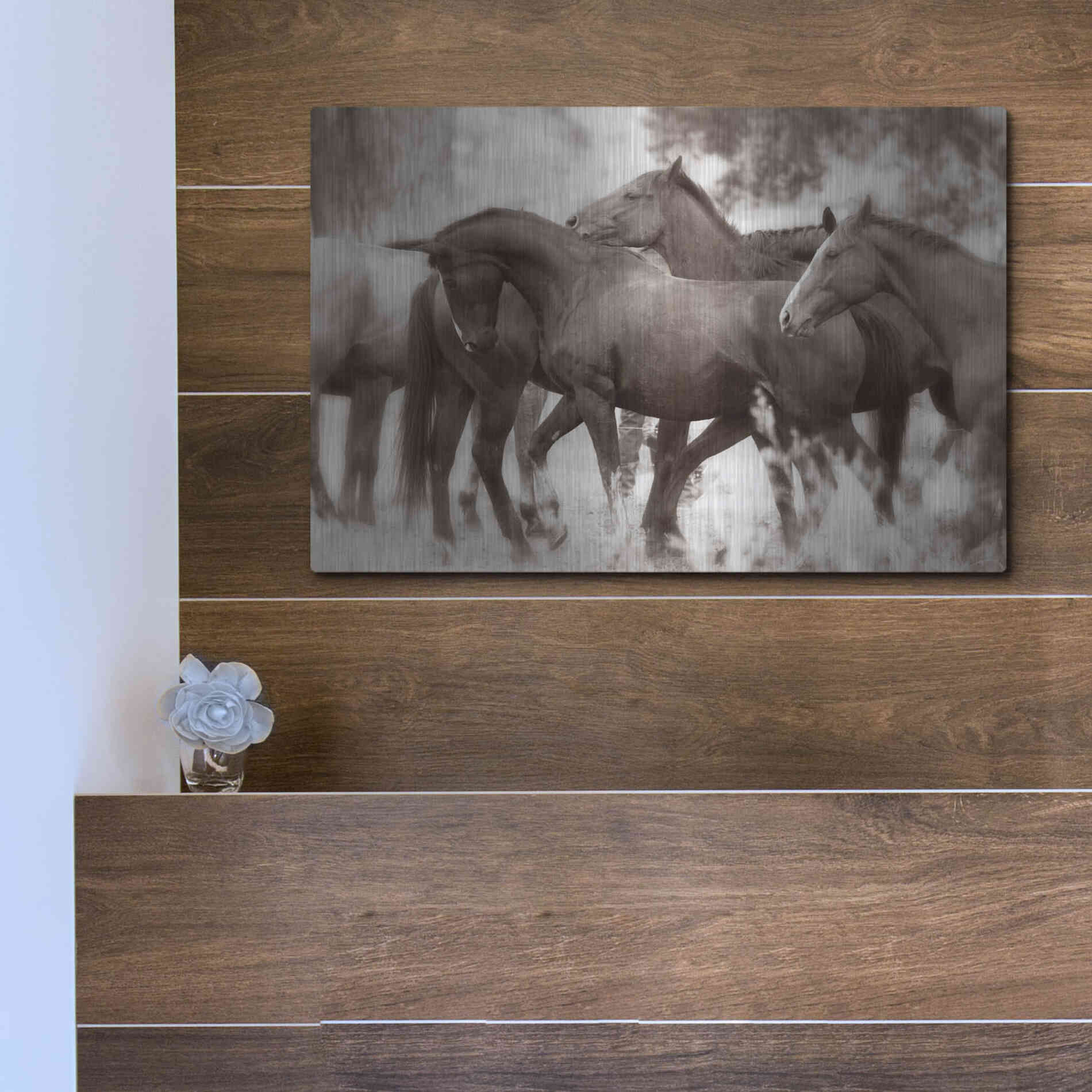 Luxe Metal Art 'The Herd' by Lisa Dearing, Metal Wall Art,16x12
