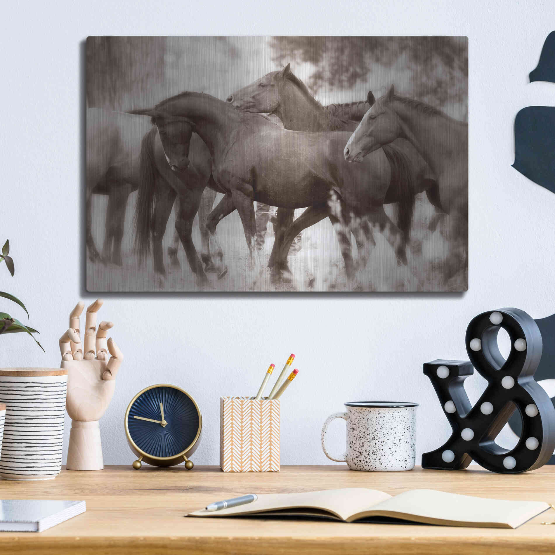 Luxe Metal Art 'The Herd' by Lisa Dearing, Metal Wall Art,16x12