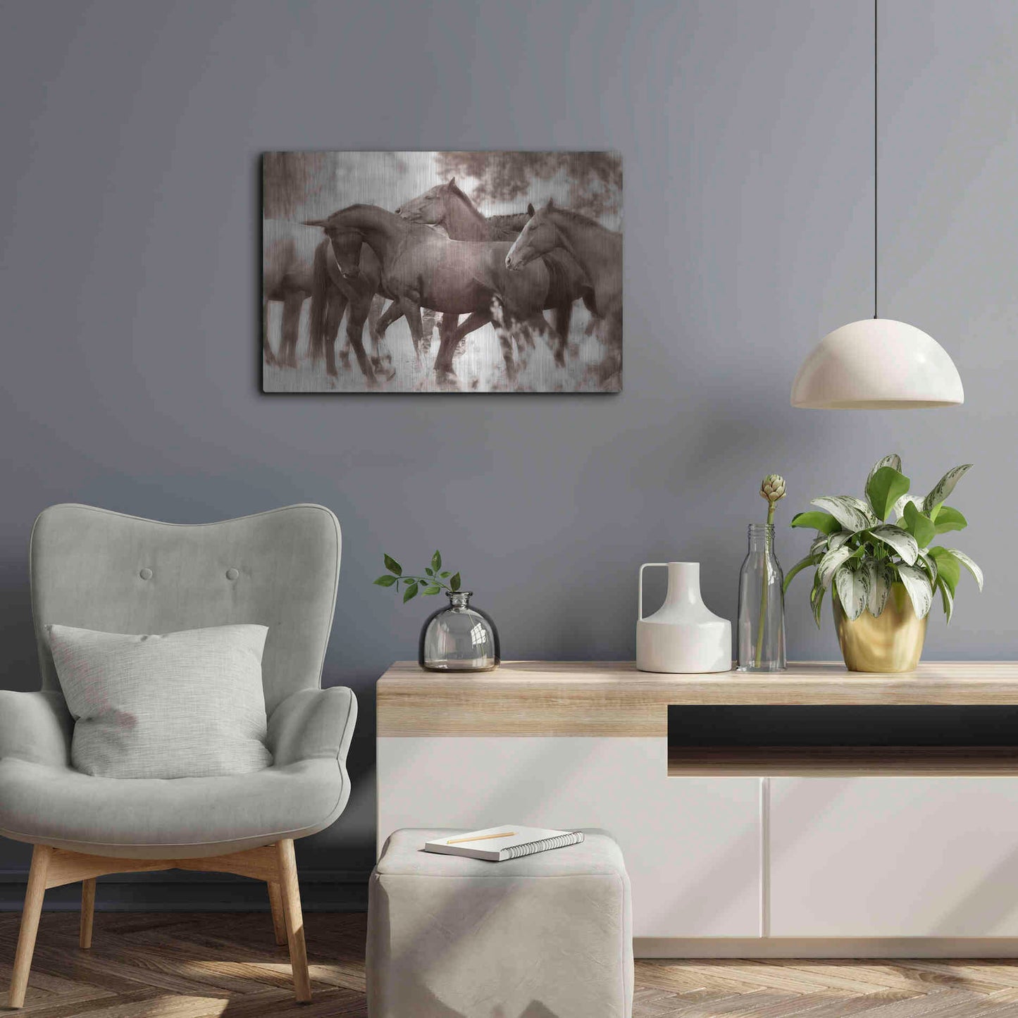 Luxe Metal Art 'The Herd' by Lisa Dearing, Metal Wall Art,24x16