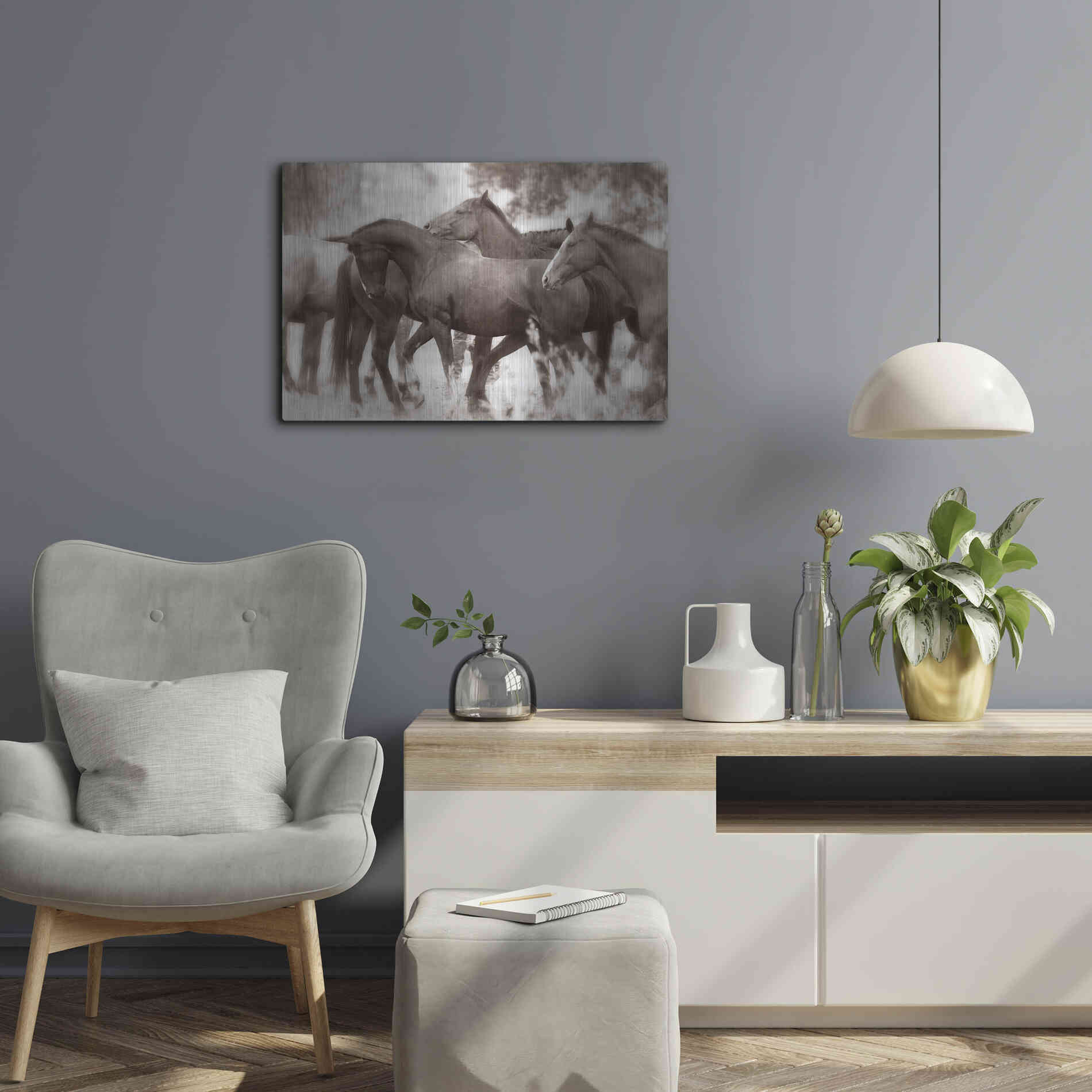 Luxe Metal Art 'The Herd' by Lisa Dearing, Metal Wall Art,24x16