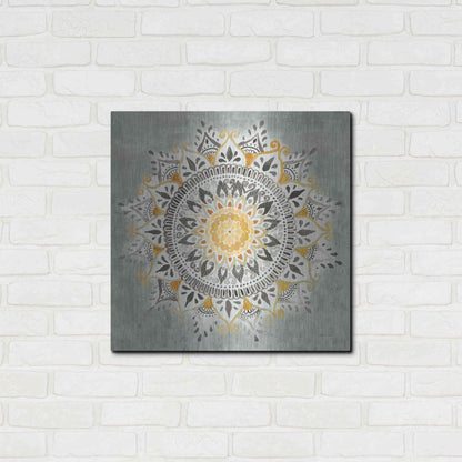 Luxe Metal Art 'Mandala Delight I Yellow Grey' by Danhui Nai, Metal Wall Art,24x24