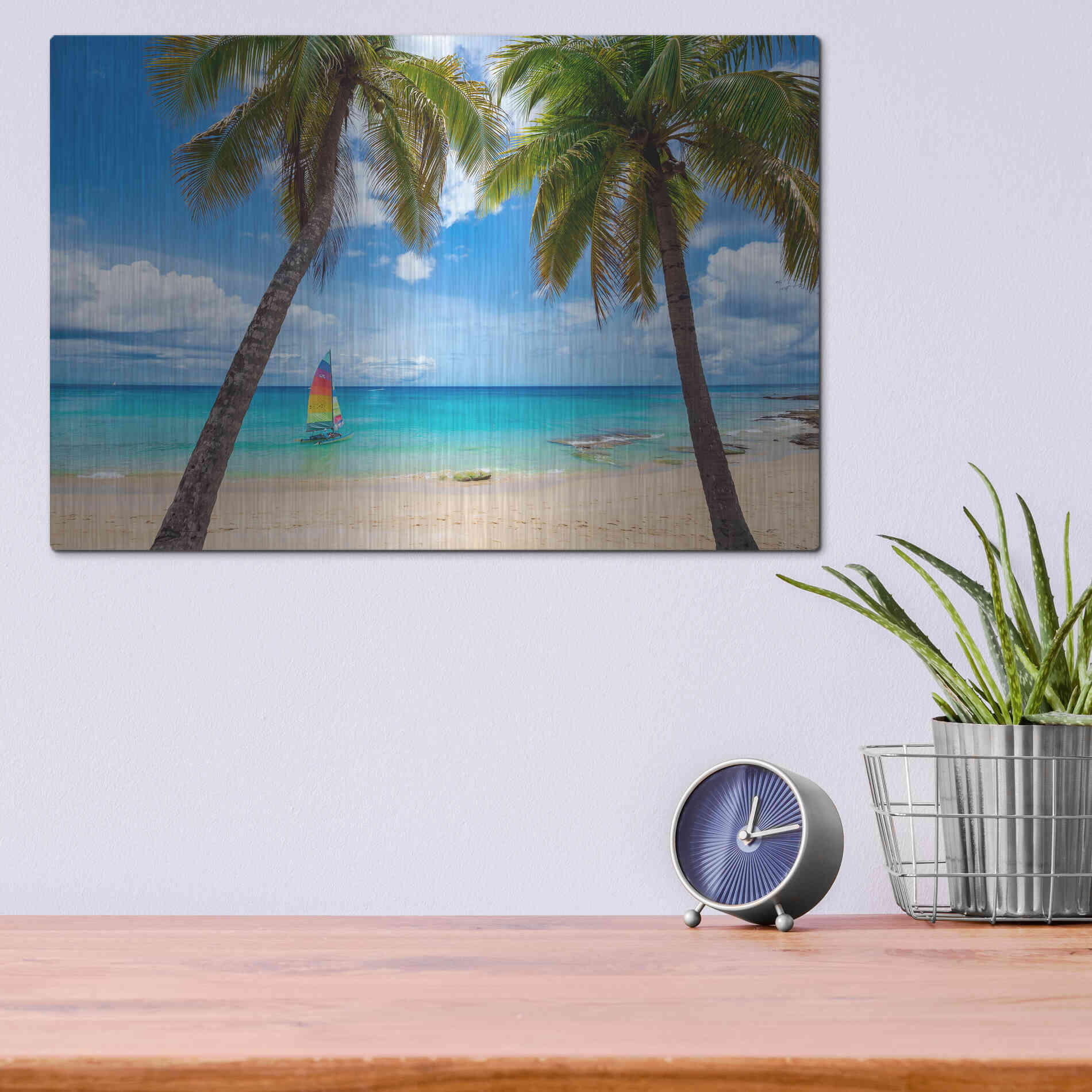 Luxe Metal Art 'Postcard From Paradise' by Lizzy Davis, Metal Wall Art,16x12