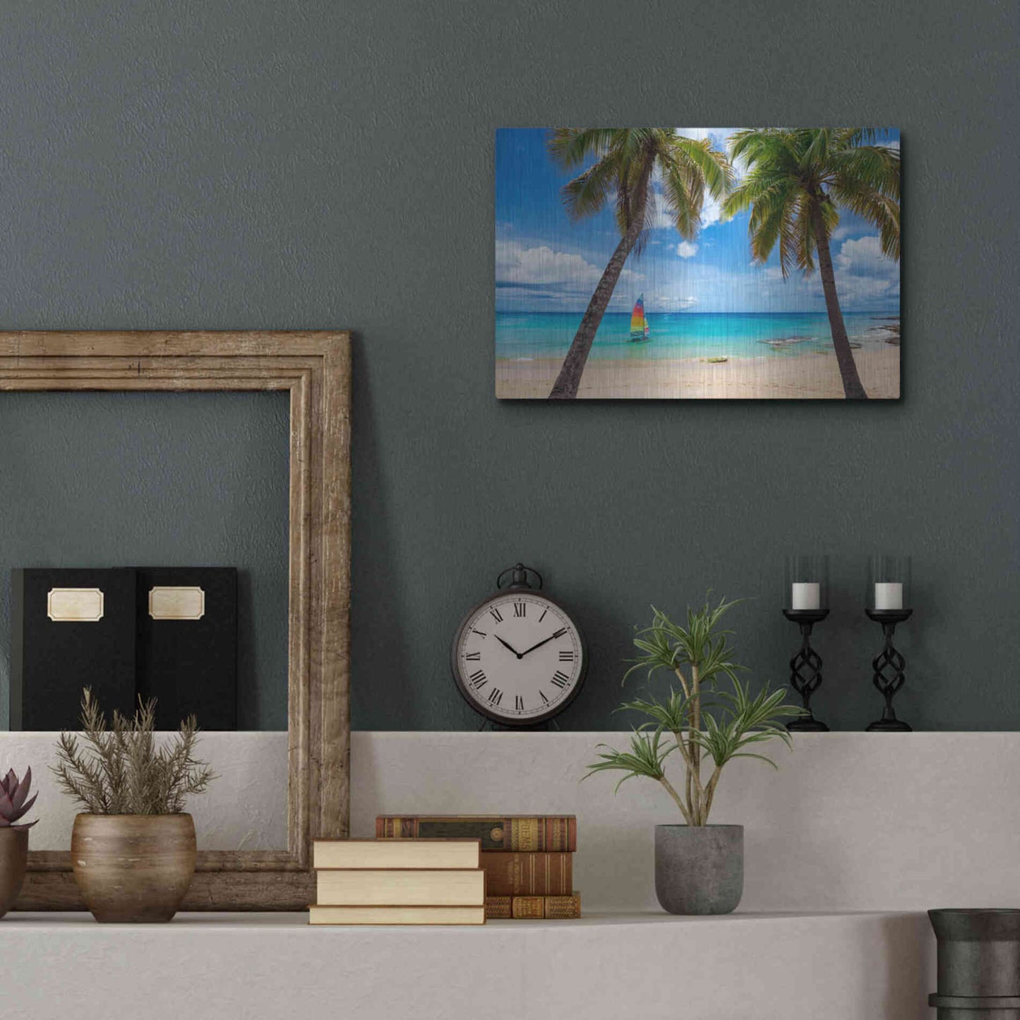 Luxe Metal Art 'Postcard From Paradise' by Lizzy Davis, Metal Wall Art,16x12