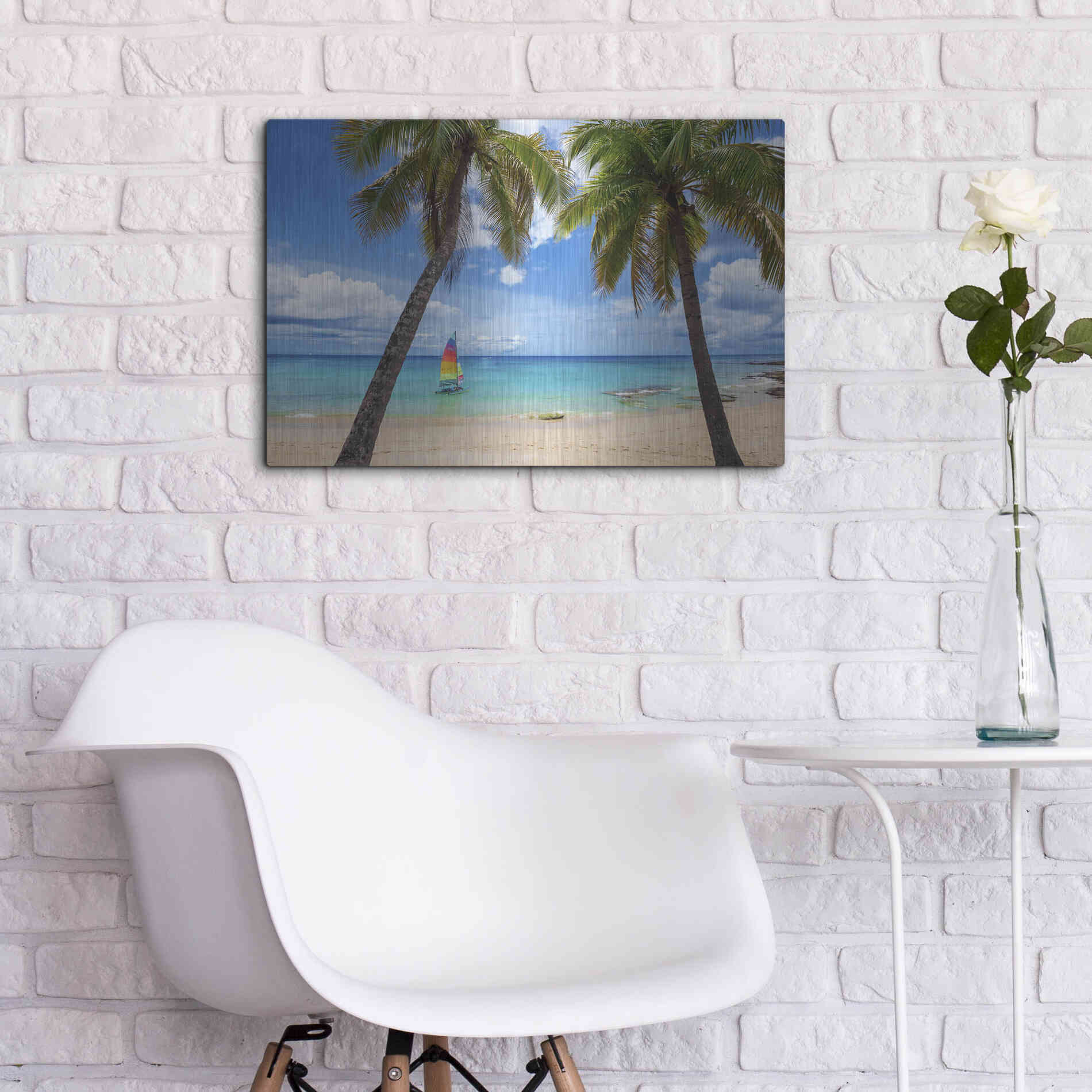 Luxe Metal Art 'Postcard From Paradise' by Lizzy Davis, Metal Wall Art,24x16