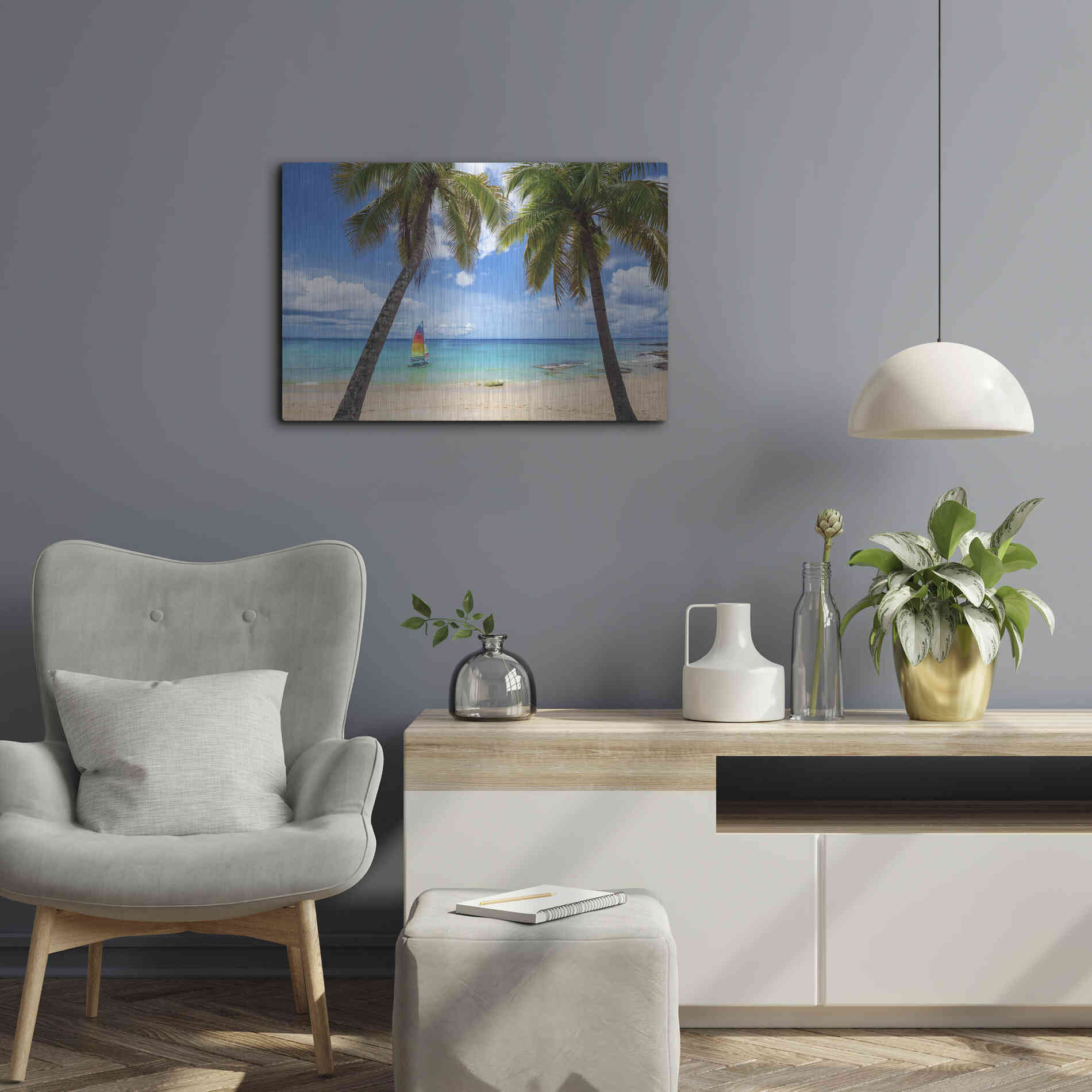 Luxe Metal Art 'Postcard From Paradise' by Lizzy Davis, Metal Wall Art,24x16