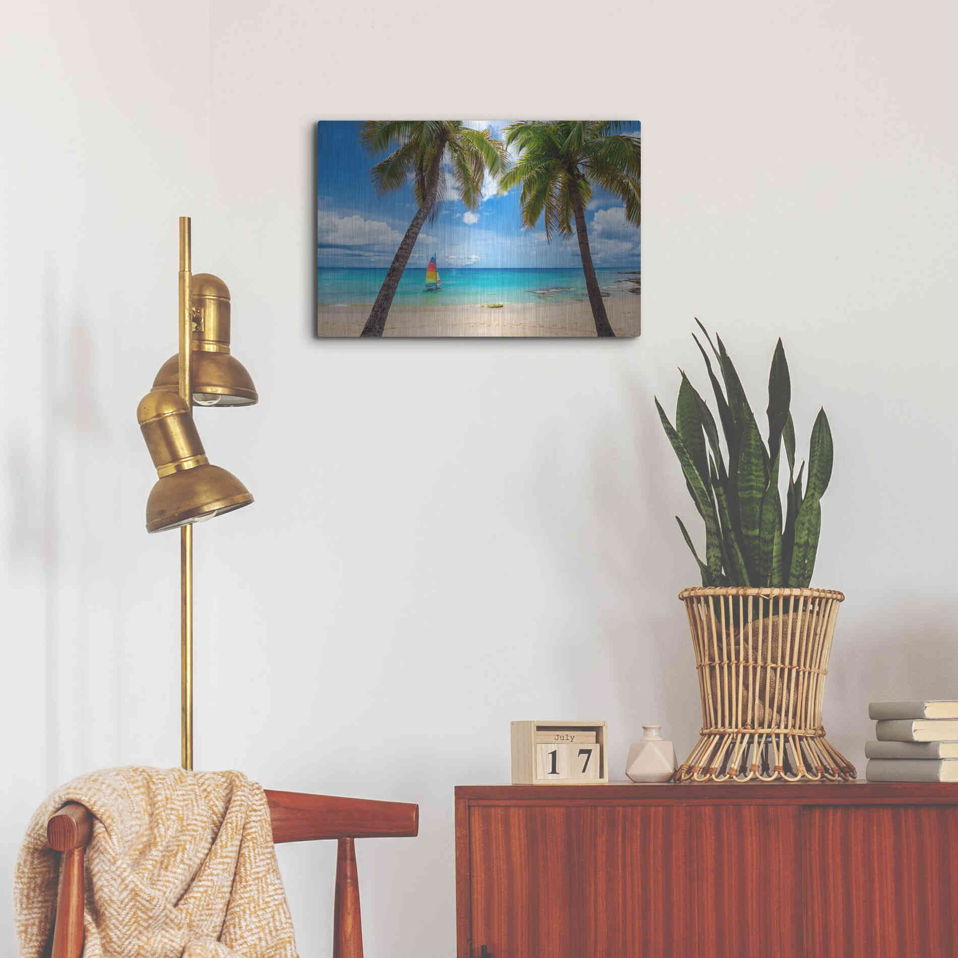 Luxe Metal Art 'Postcard From Paradise' by Lizzy Davis, Metal Wall Art,24x16