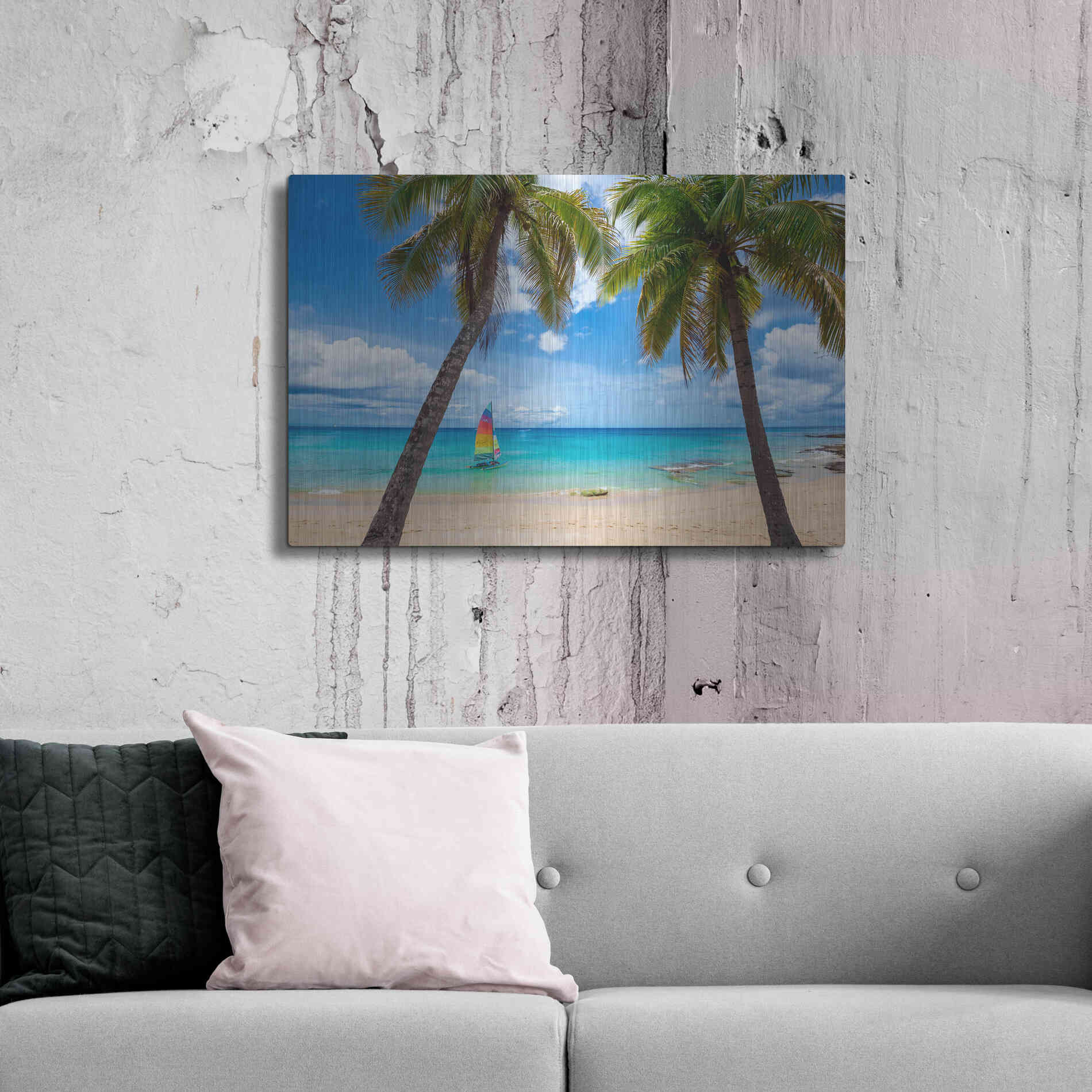 Luxe Metal Art 'Postcard From Paradise' by Lizzy Davis, Metal Wall Art,36x24