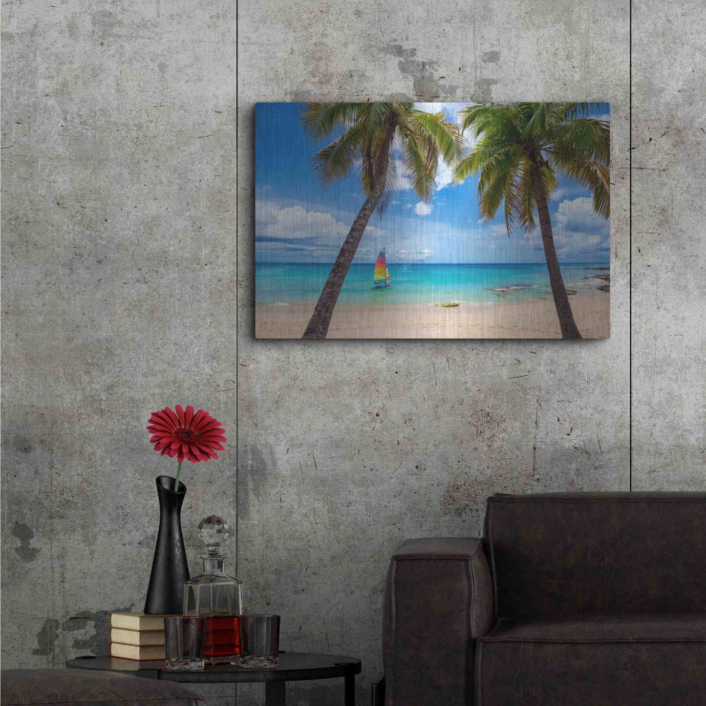 Luxe Metal Art 'Postcard From Paradise' by Lizzy Davis, Metal Wall Art,36x24