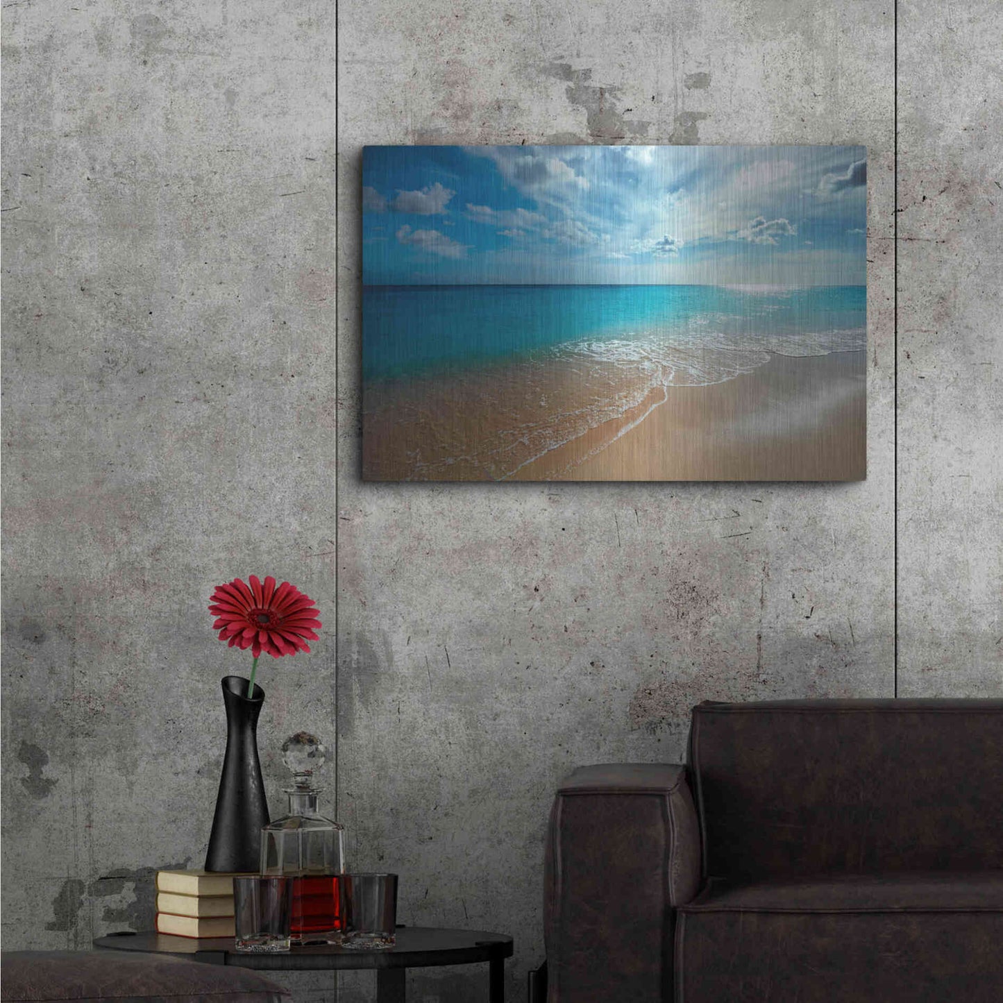 Luxe Metal Art 'Turquoise Tranquility' by Lizzy Davis, Metal Wall Art,36x24