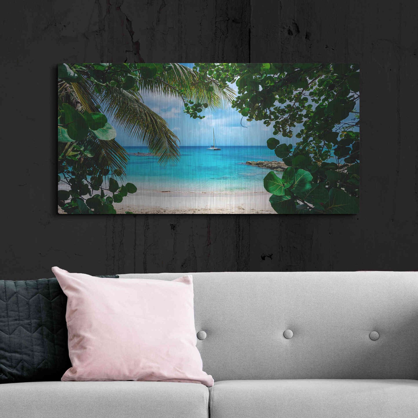 Luxe Metal Art 'Window to Paradise' by Lizzy Davis, Metal Wall Art,48x24