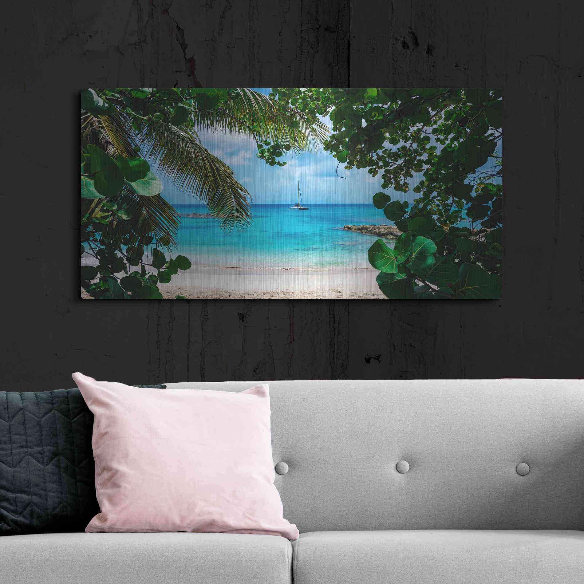 Luxe Metal Art 'Window to Paradise' by Lizzy Davis, Metal Wall Art,48x24