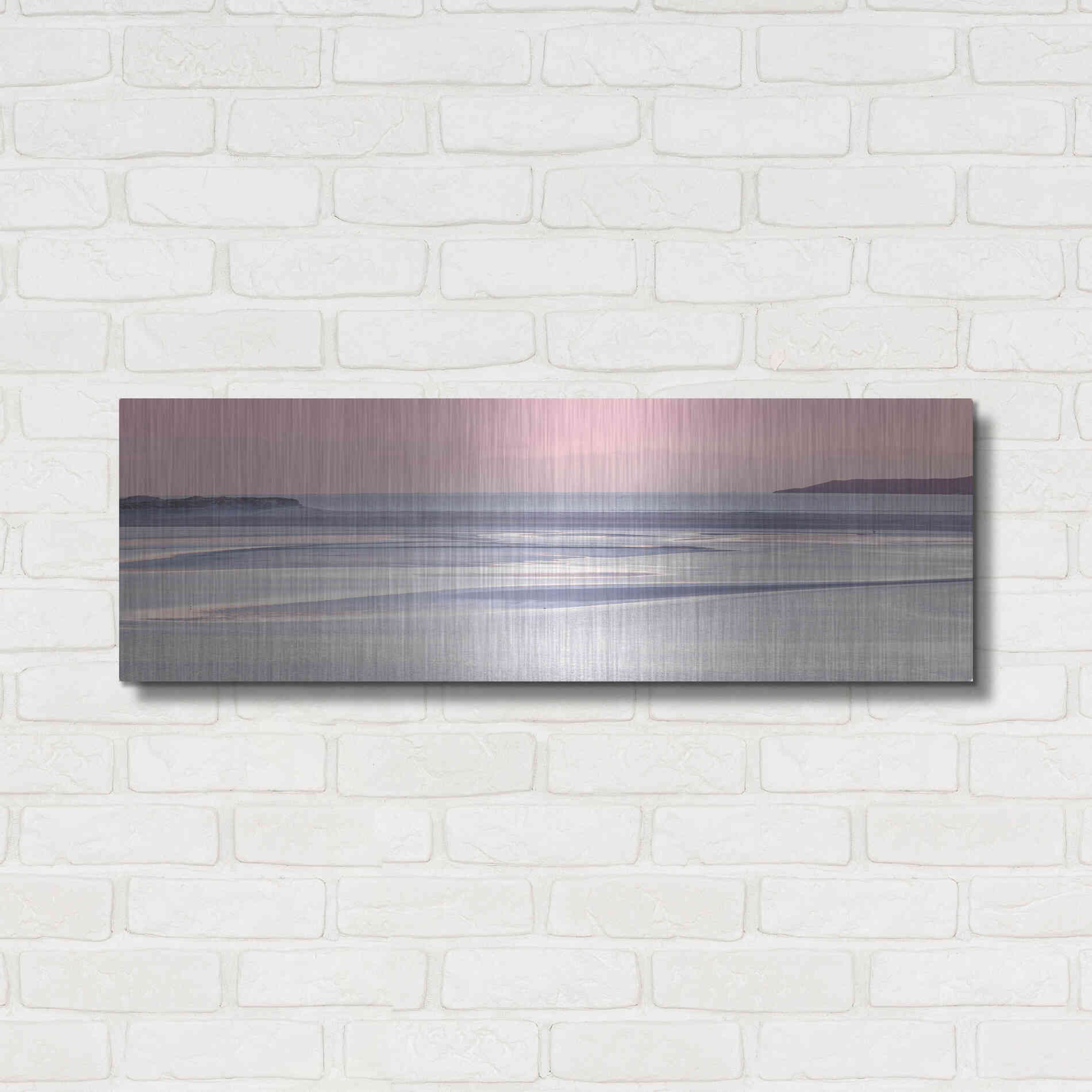 Luxe Metal Art 'Silver Sands' by Lynne Douglas, Metal Wall Art,36x12