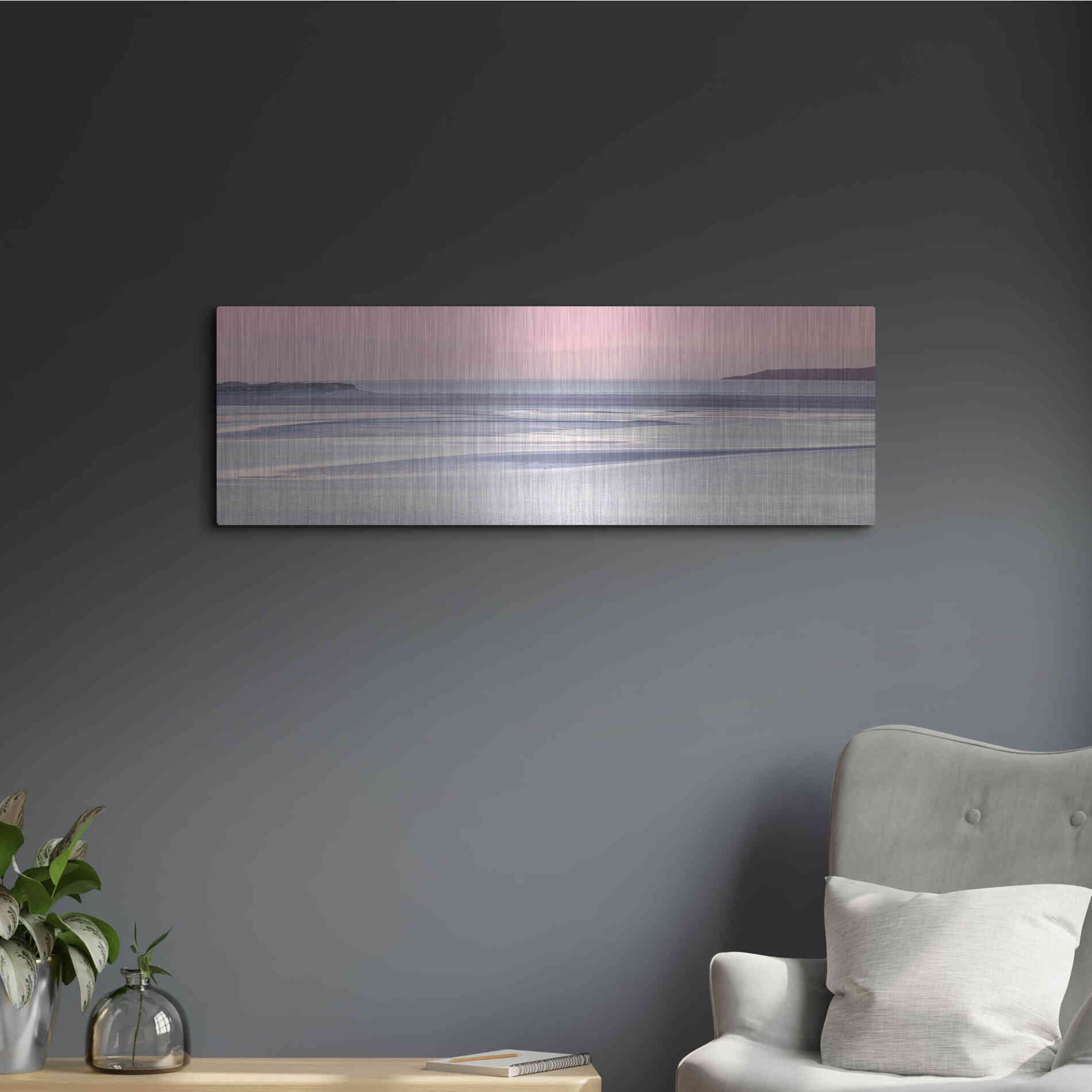 Luxe Metal Art 'Silver Sands' by Lynne Douglas, Metal Wall Art,36x12