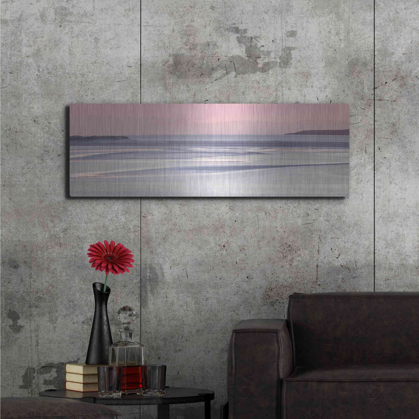 Luxe Metal Art 'Silver Sands' by Lynne Douglas, Metal Wall Art,48x16