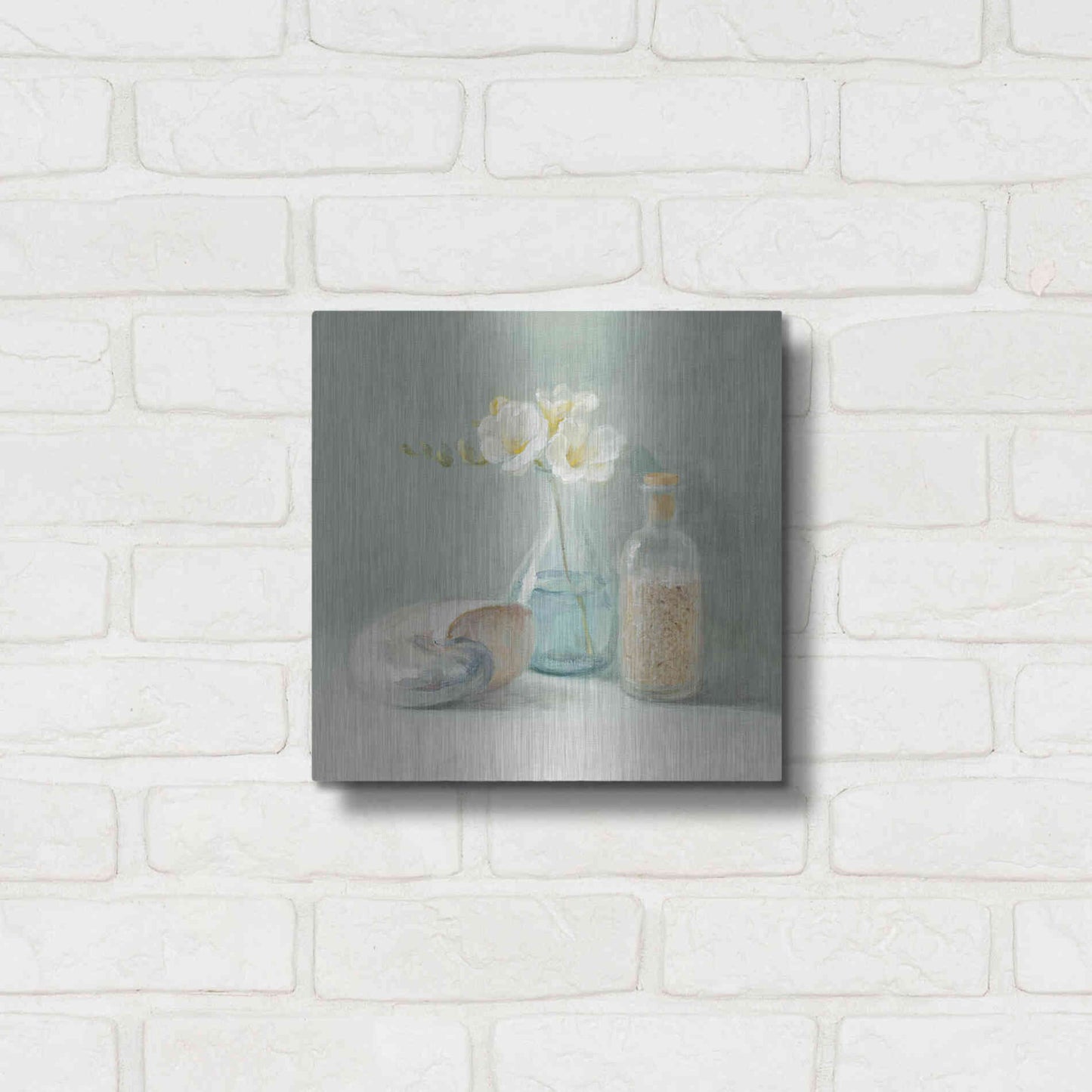 Luxe Metal Art 'Freesia Spa' by Danhui Nai, Metal Wall Art,12x12