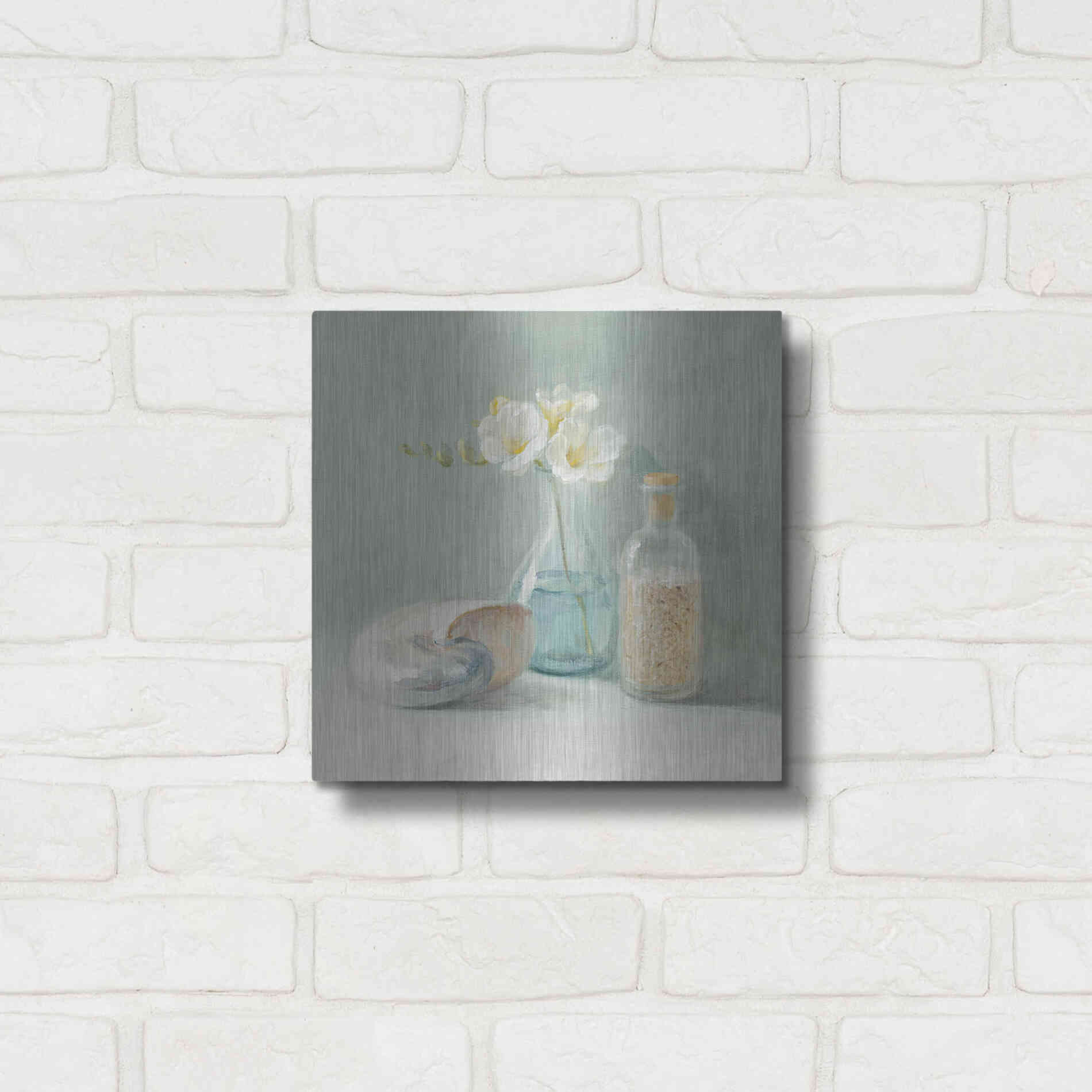 Luxe Metal Art 'Freesia Spa' by Danhui Nai, Metal Wall Art,12x12